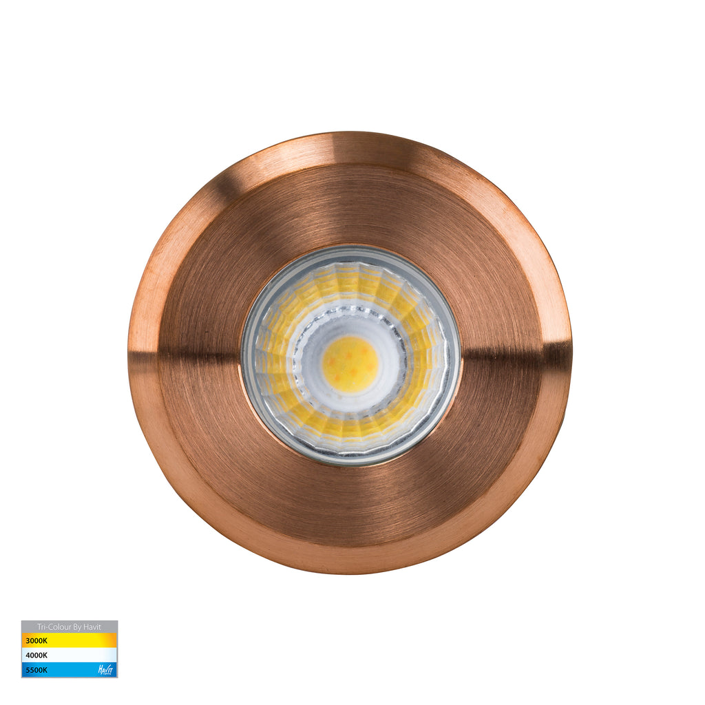 HV2892T-CP-12V - Mini Ollo Copper LED Step or Inground Light