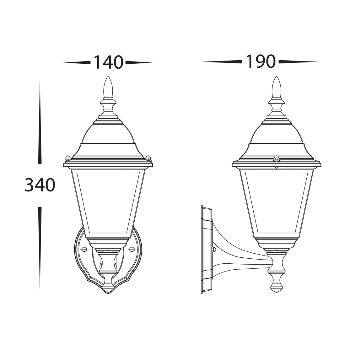 HV3551W-BLK - Newark Aluminium Black 4 Panel Coach Wall Light – Havit ...