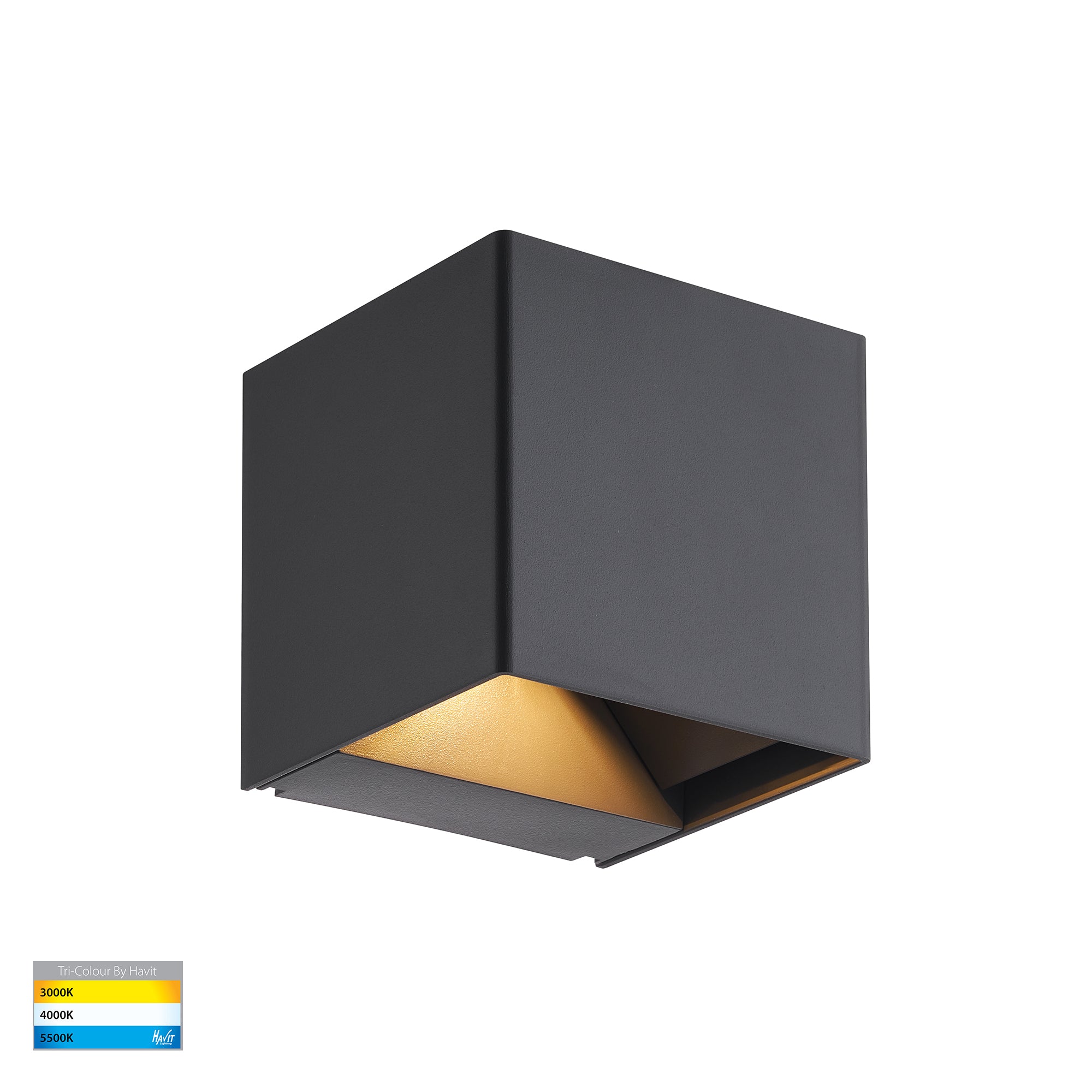 HV3611T-BLK - Celes Polycarbonate Black Square Up & Down Wall Light