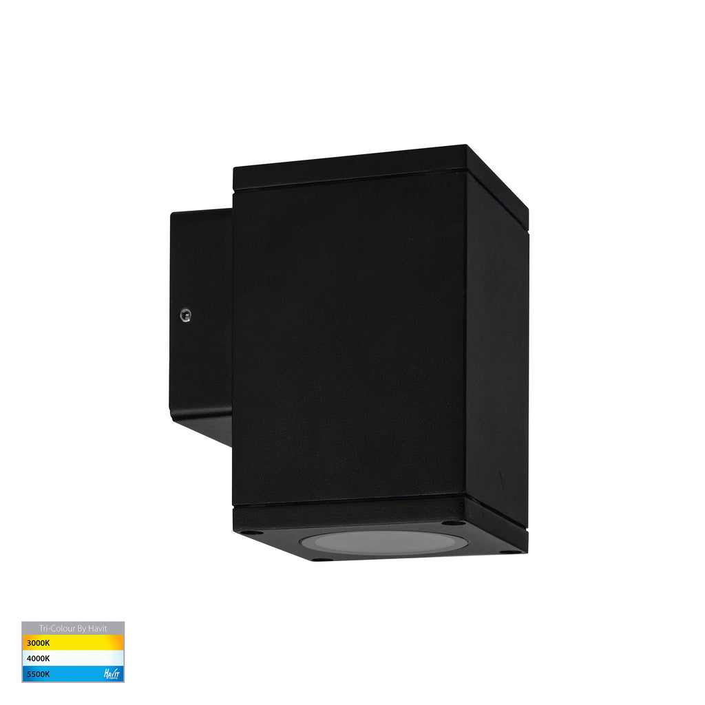 HV3623T-BLK - Quadru Square Black TRI Colour Fixed Down LED Wall Light