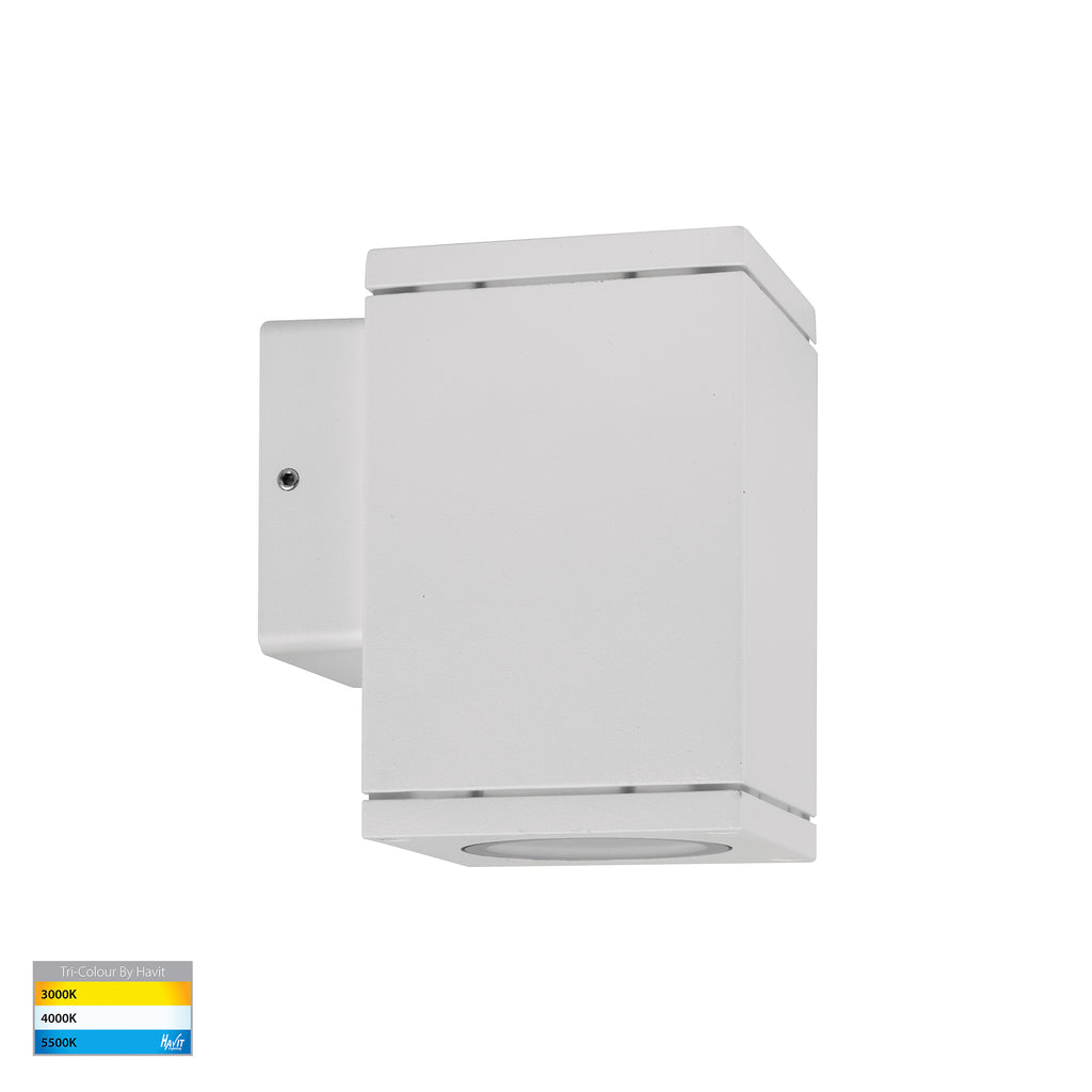 HV3623T-WHT - Quadru Square White TRI Colour Fixed Down LED Wall Light