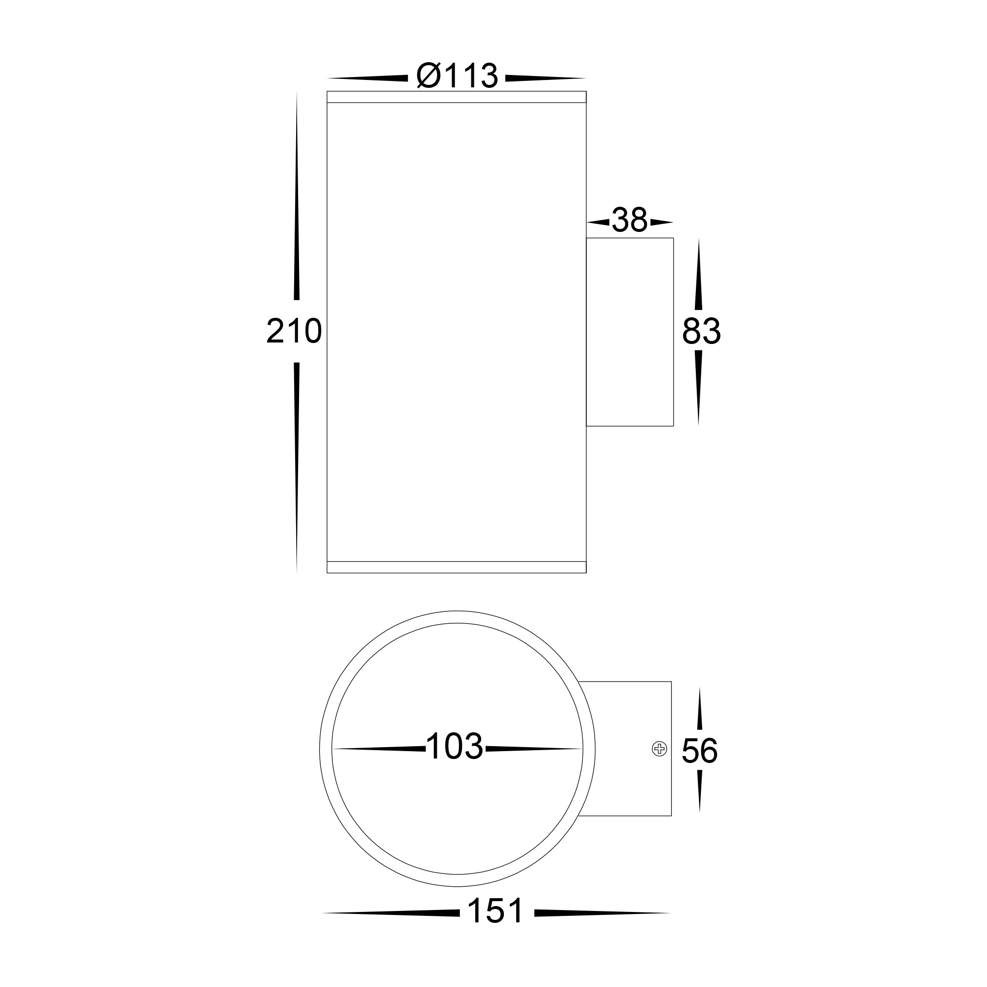 HV3629T-WHT - Porter Large White Up & Down LED Wall Light