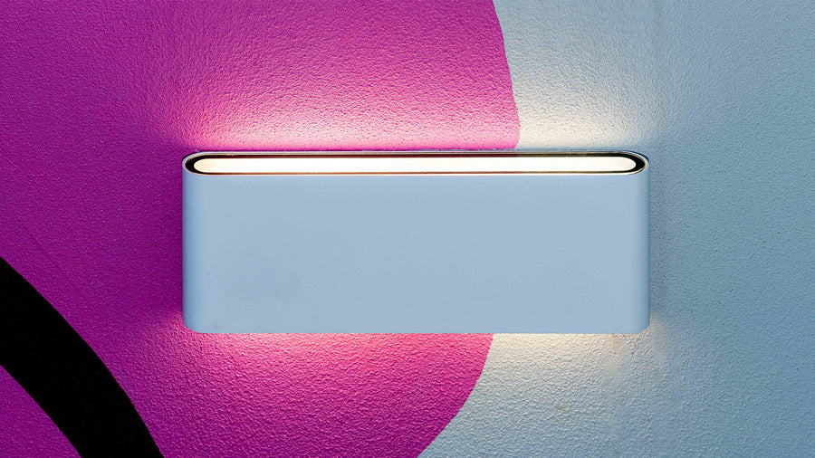 Lisse White Up and Down Wall Light on Mural Painted Wall