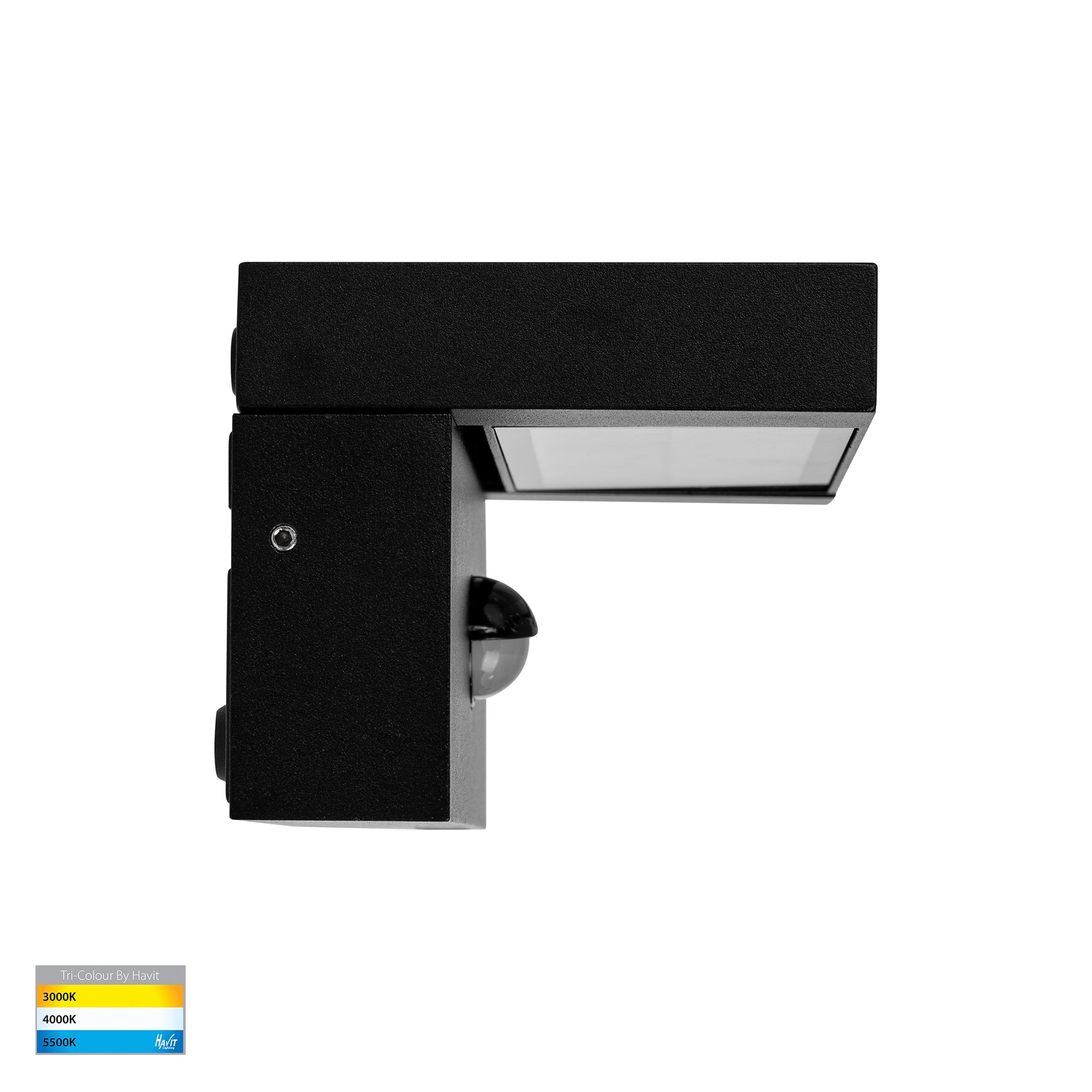 HV3731T-BLK-PIR - Locu Aluminium Black Adjustable 12w LED Floodlight with Sensor