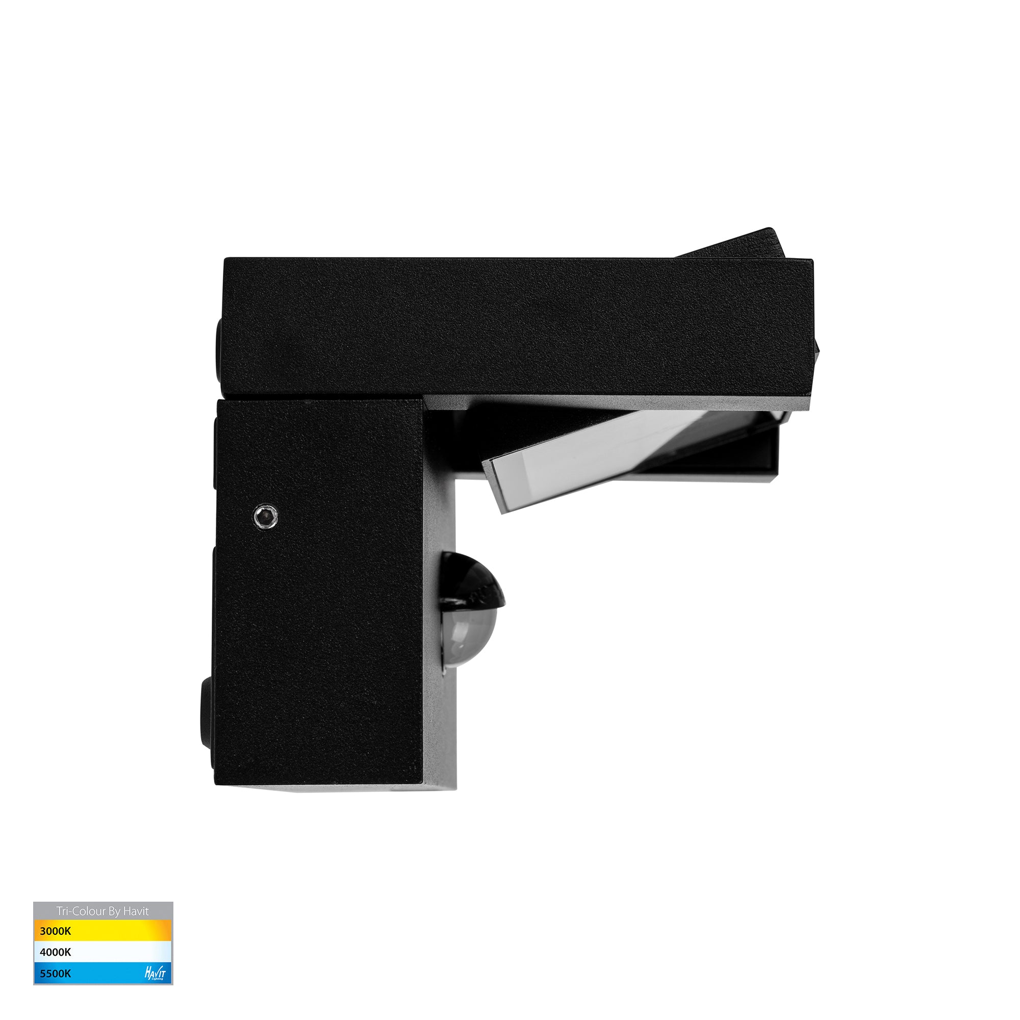 HV3731T-BLK-PIR - Locu Aluminium Black Adjustable 12w LED Floodlight with Sensor