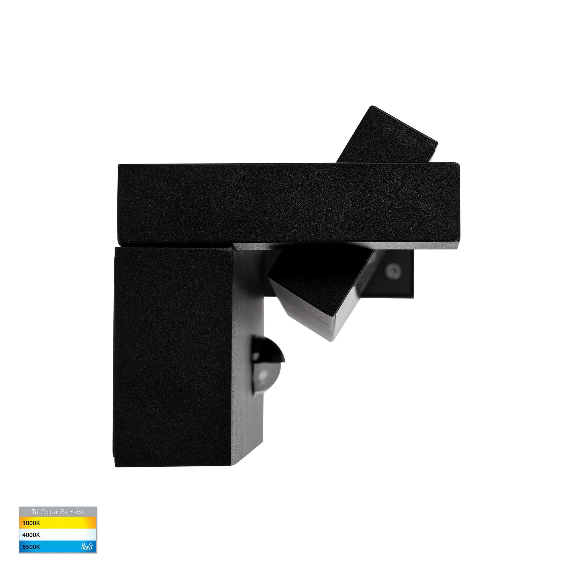 HV3731T-BLK-PIR - Locu Aluminium Black Adjustable 12w LED Floodlight with Sensor