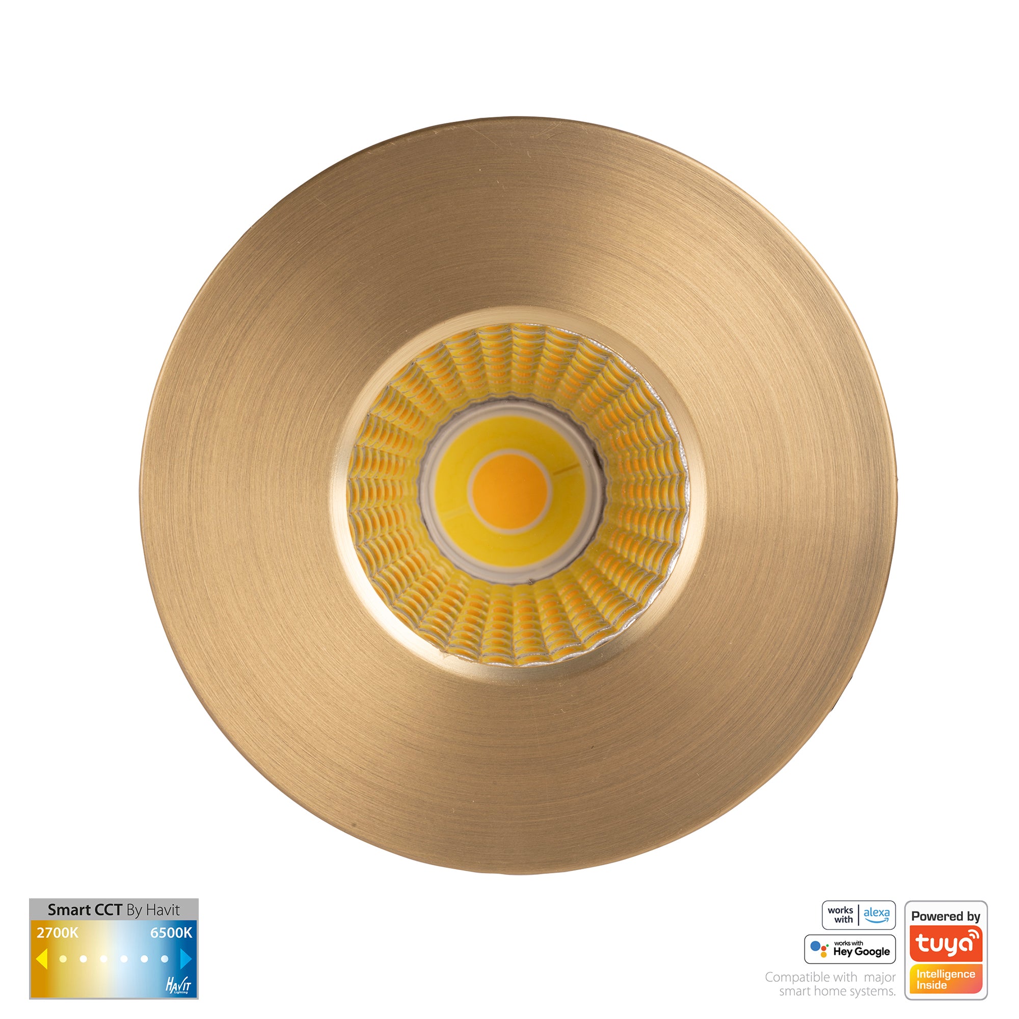 HV5511CCT-BR- Prime Brass Coloured Fixed CCT WIFI LED Downlight