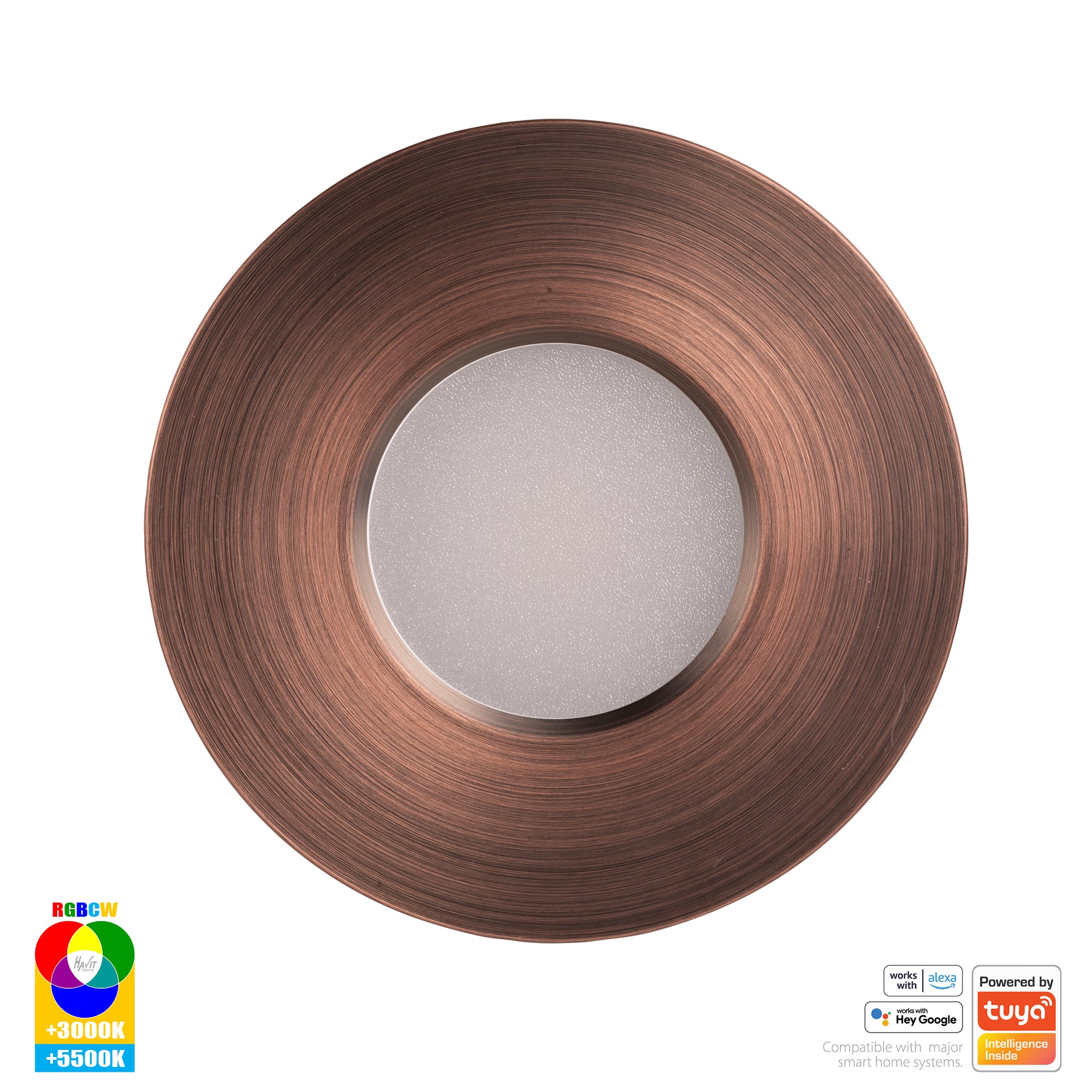HV5511RGBCW-AB- Prime Antique Brass Fixed RGBCW WIFI LED Downlight