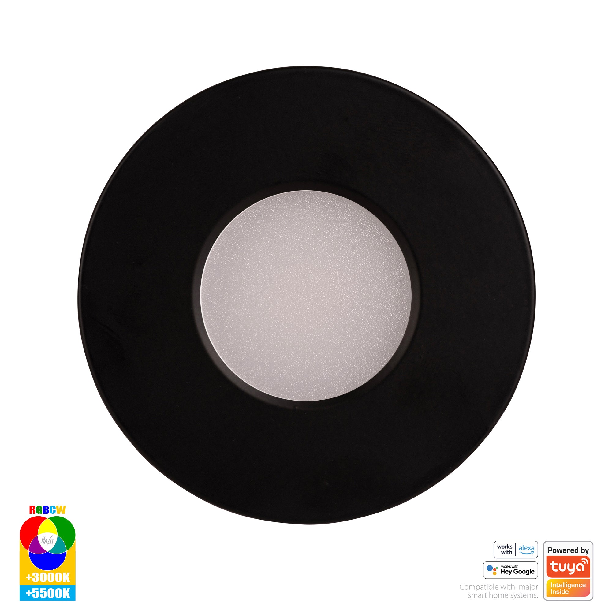 HV5511RGBCW-BLK - Prime Black Fixed RGBCW WIFI LED Downlight