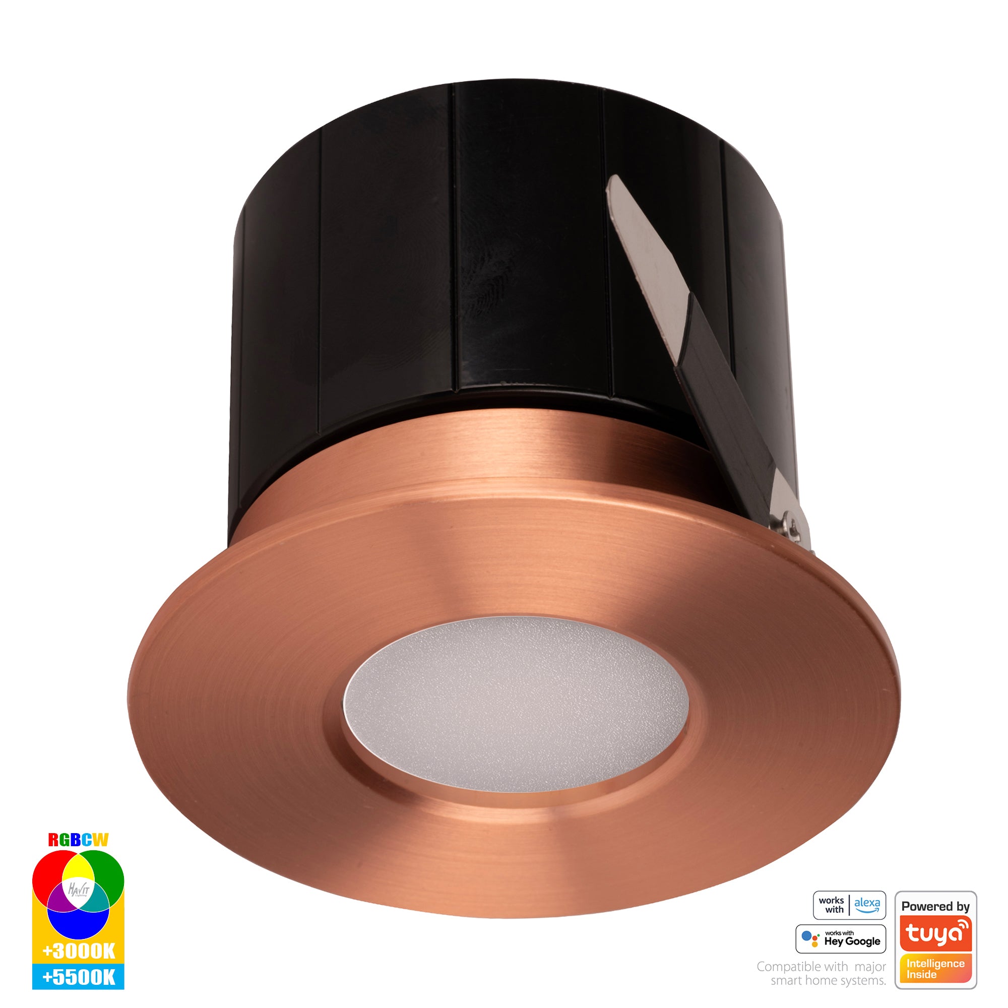 HV5511RGBCW-CP- Prime Copper Coloured Fixed RGBCW WIFI LED Downlight