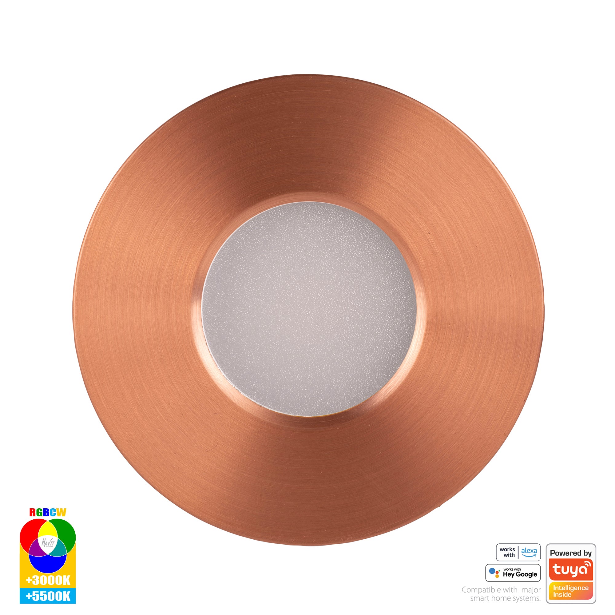 HV5511RGBCW-CP- Prime Copper Coloured Fixed RGBCW WIFI LED Downlight