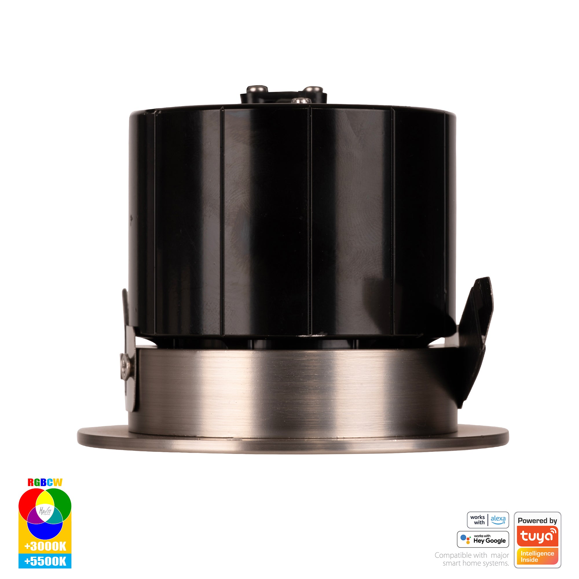 HV5511RGBCW-NK- Prime Nickel Coloured Fixed RGBCW WIFI LED Downlight