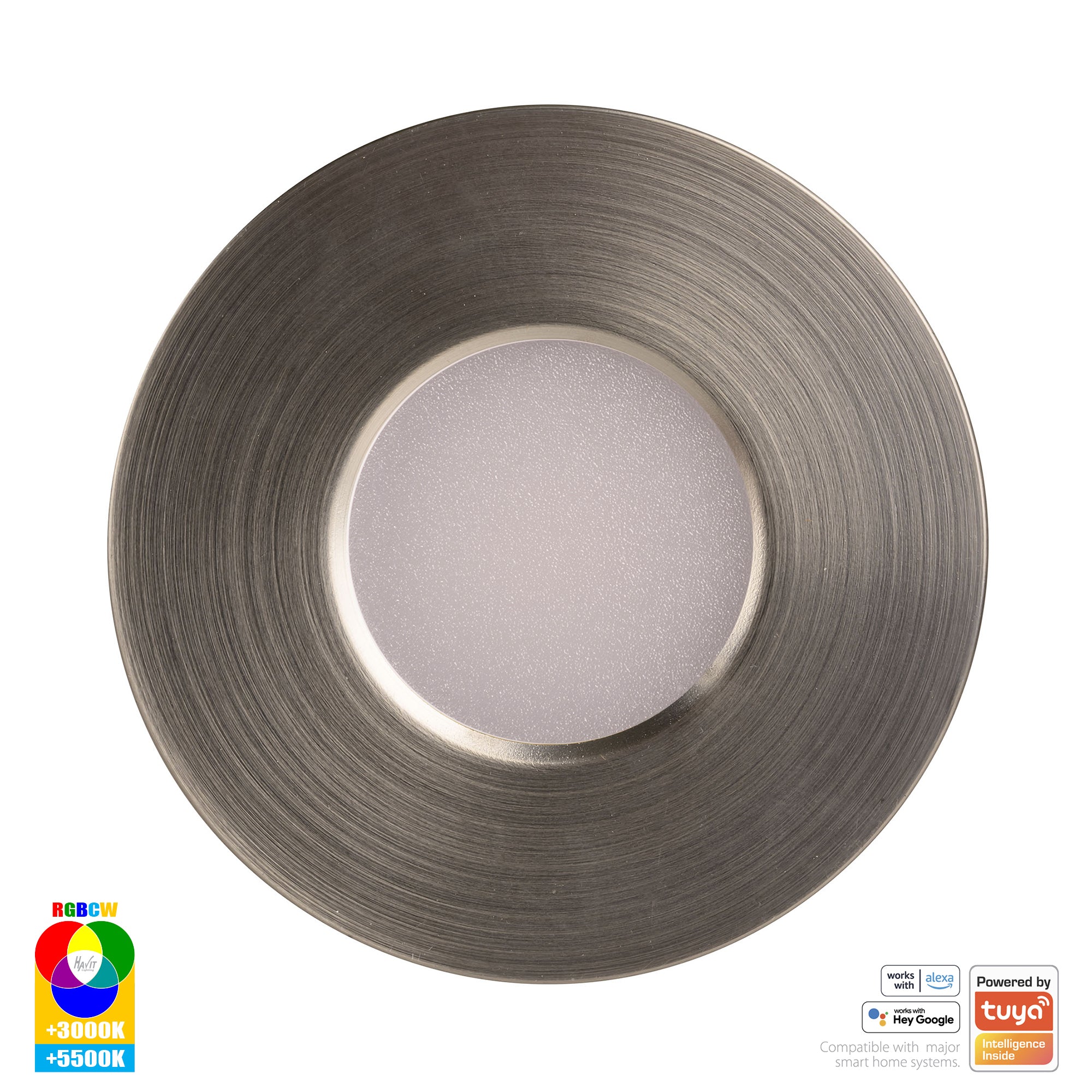 HV5511RGBCW-NK- Prime Nickel Coloured Fixed RGBCW WIFI LED Downlight