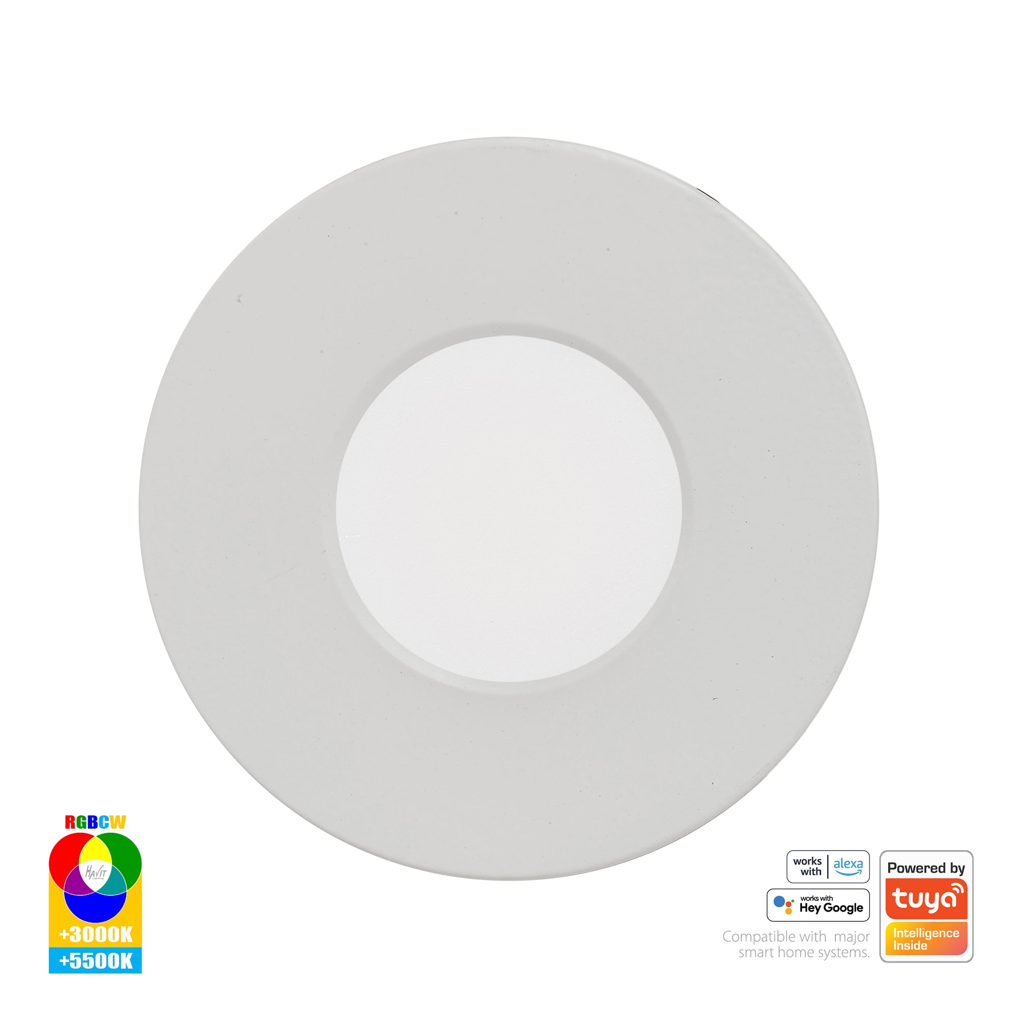 HV5511RGBCW-WHT - Prime White Fixed RGBCW WIFI LED Downlight