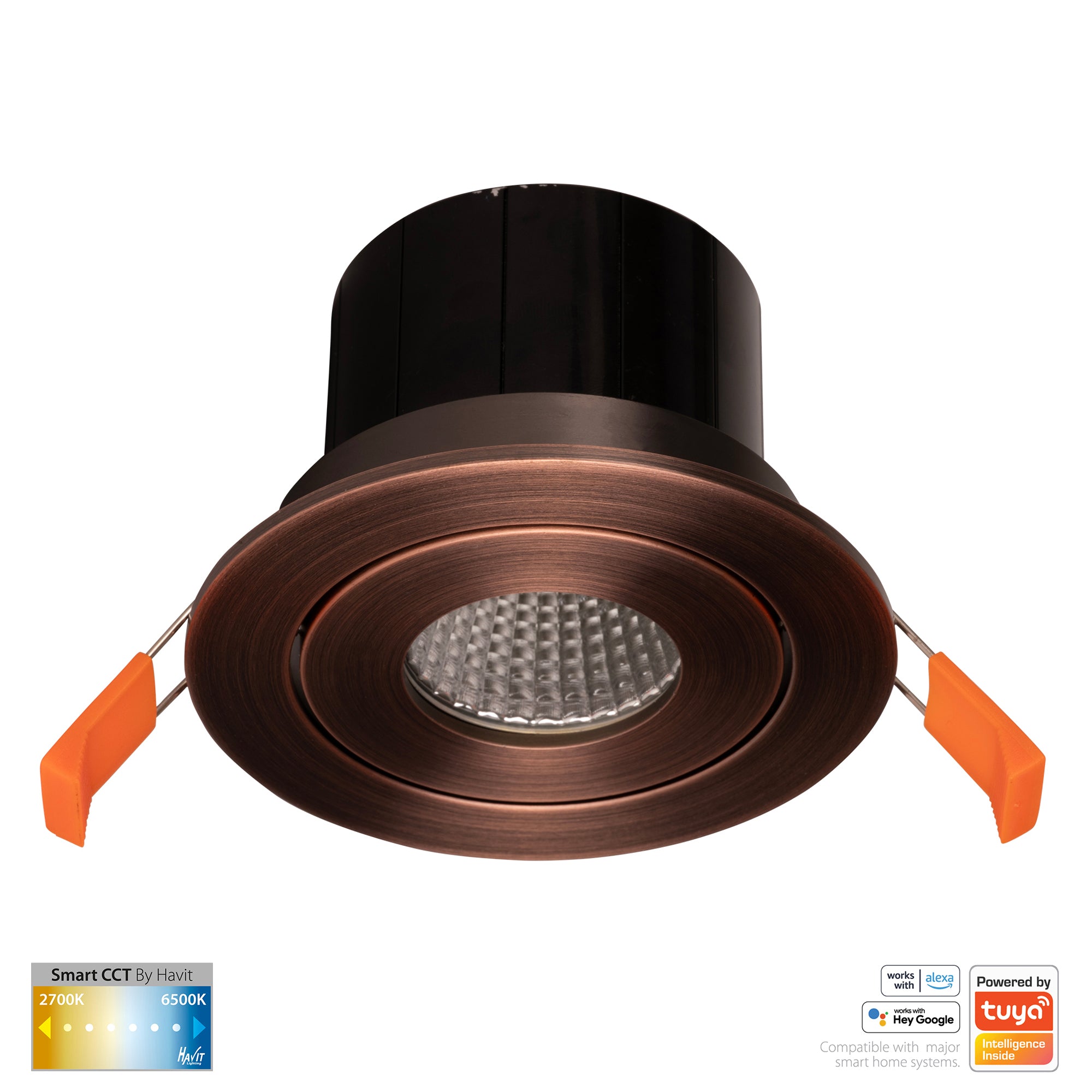 HV5512CCT-AB- Prime Antique Brass Tilt CCT WIFI LED Downlight
