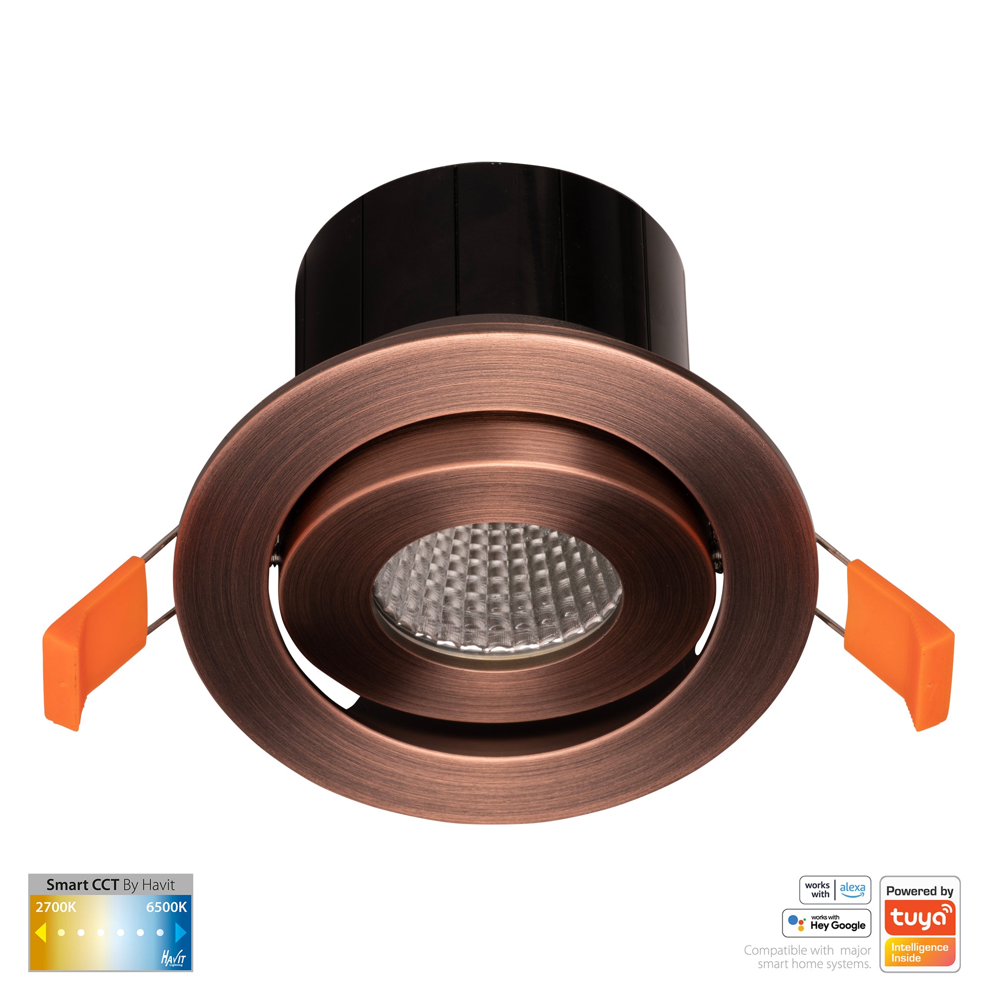 HV5512CCT-AB- Prime Antique Brass Tilt CCT WIFI LED Downlight