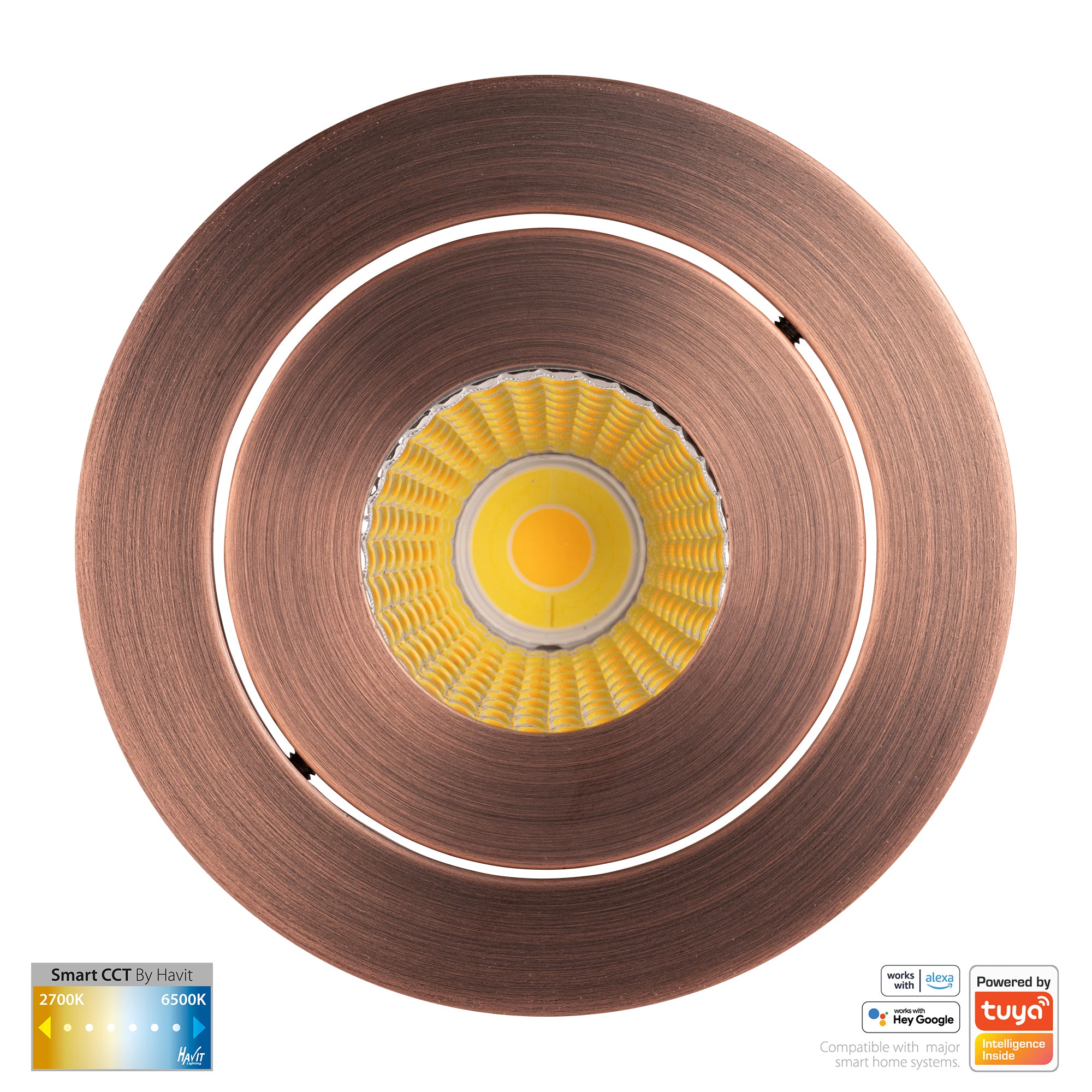 HV5512CCT-AB- Prime Antique Brass Tilt CCT WIFI LED Downlight