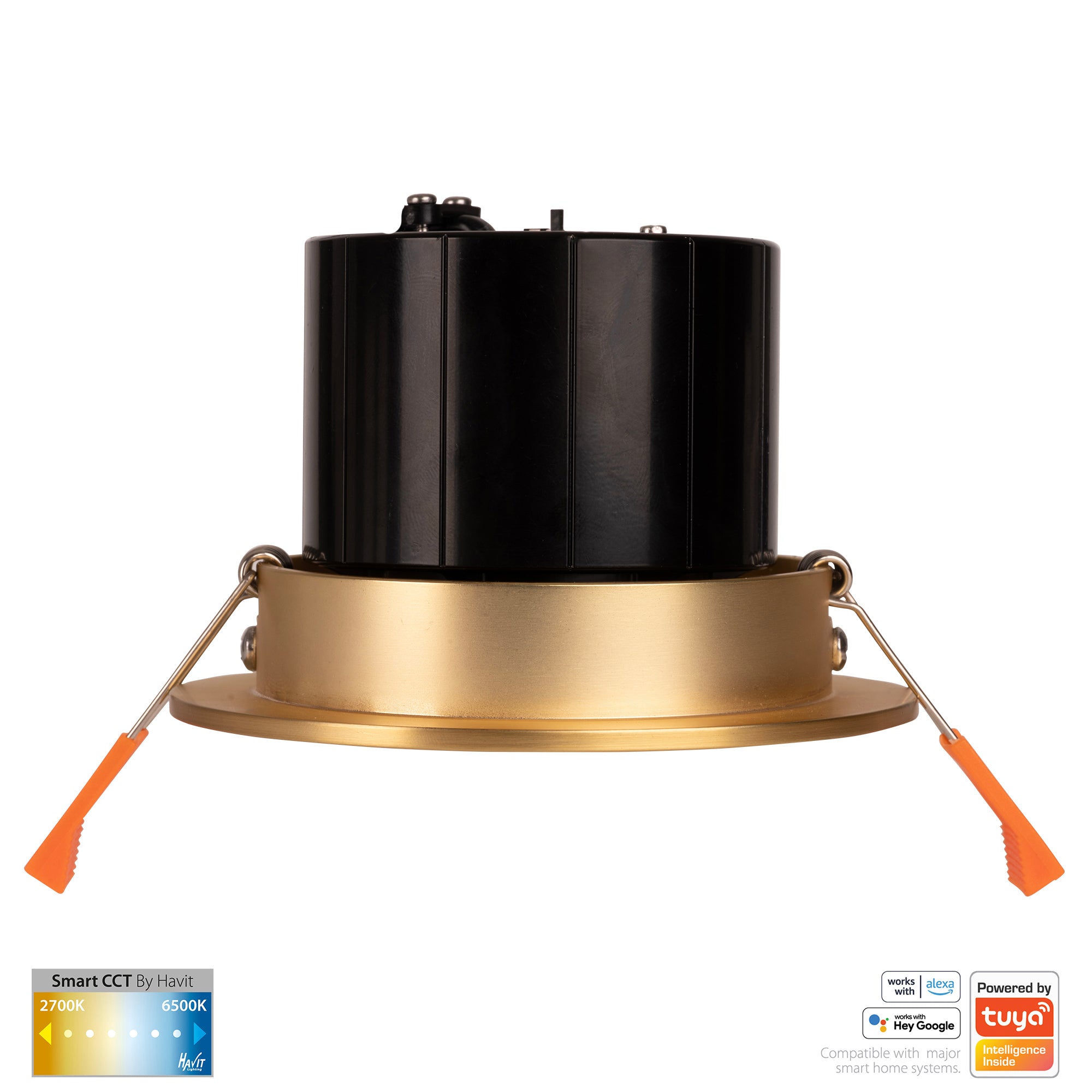 HV5512CCT-BR- Prime Brass Coloured Tilt CCT WIFI LED Downlight
