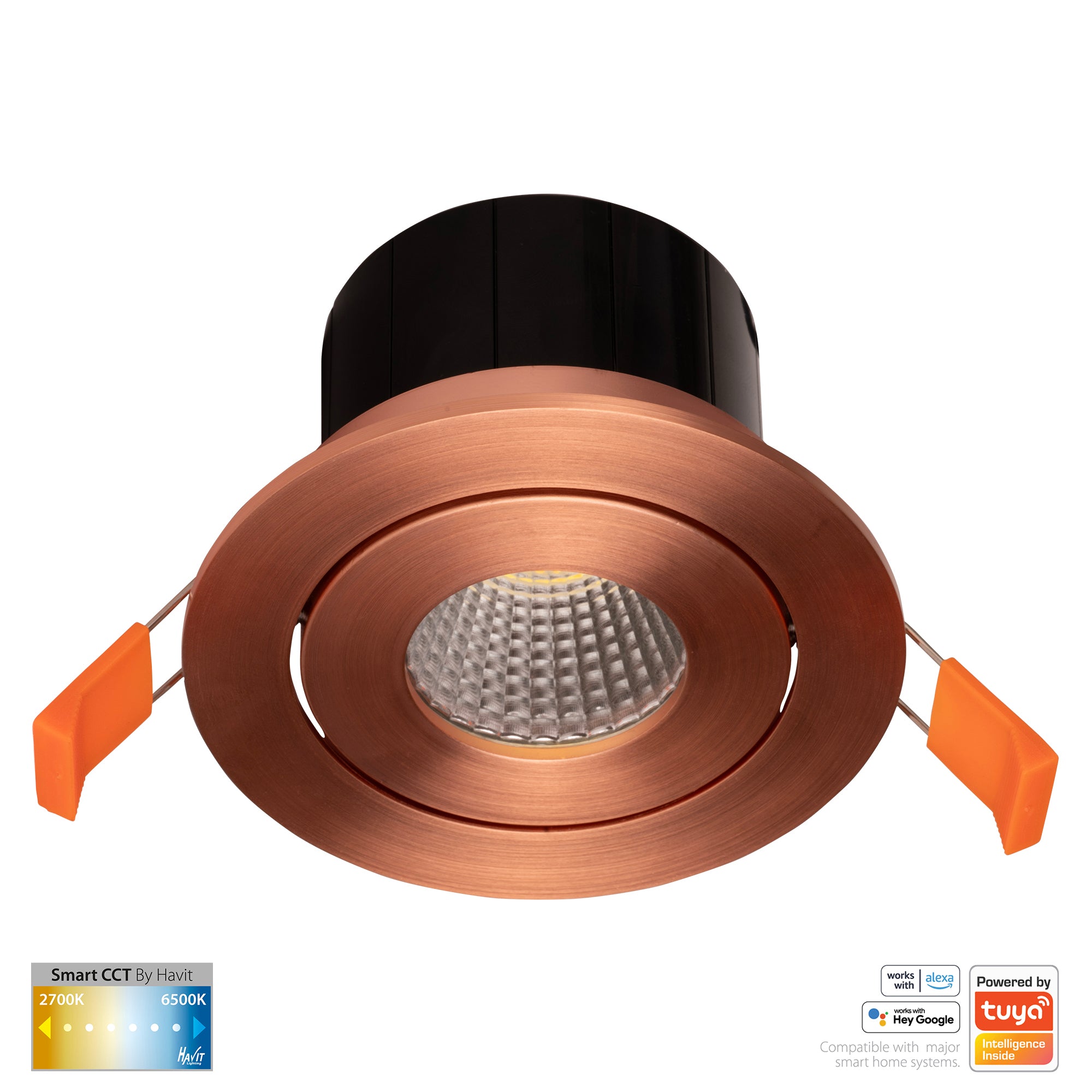 HV5512CCT-CP - Prime Copper Coloured Tilt CCT WIFI LED Downlight