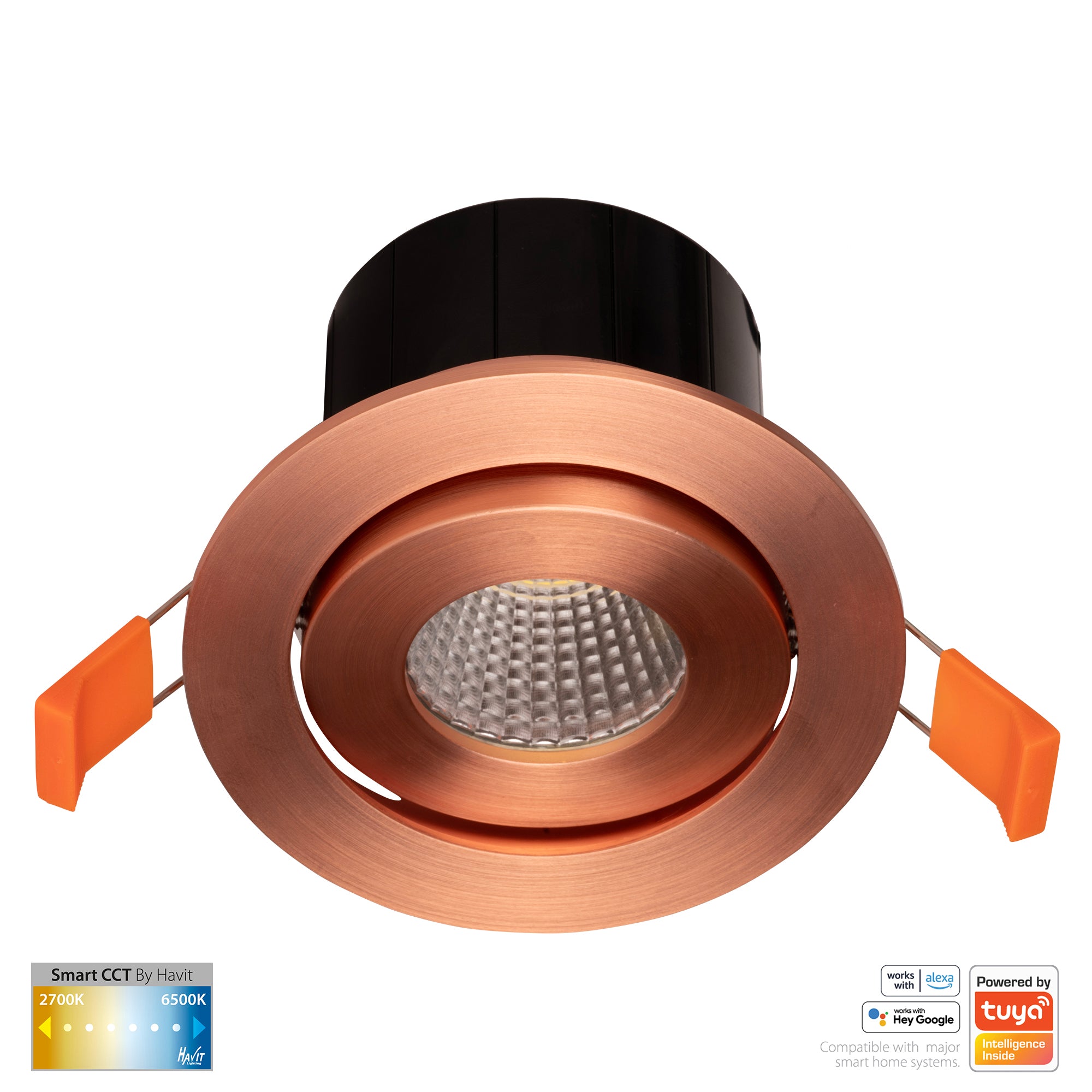 HV5512CCT-CP - Prime Copper Coloured Tilt CCT WIFI LED Downlight