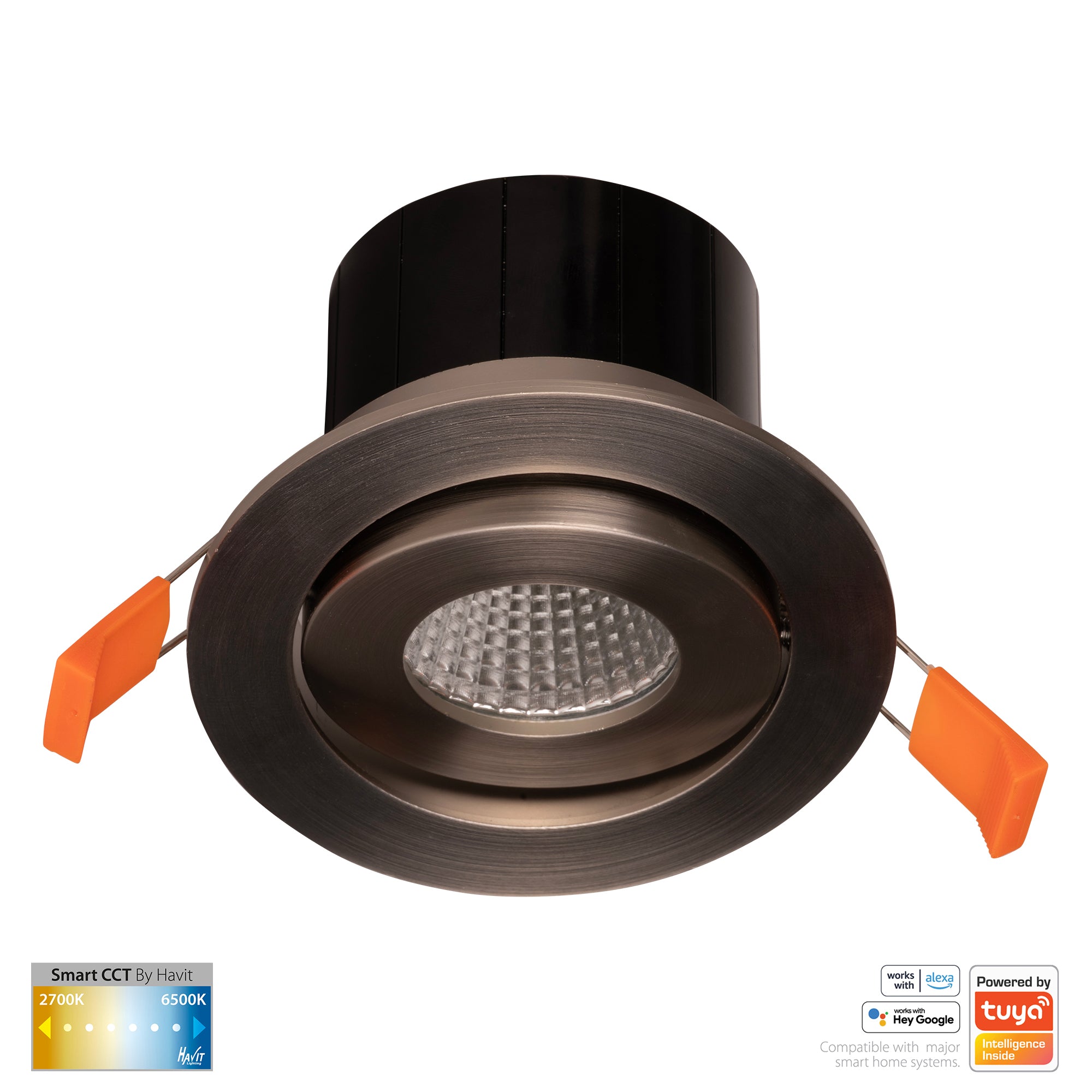 HV5512CCT-NK - Prime Nickel Coloured Tilt CCT WIFI LED Downlight