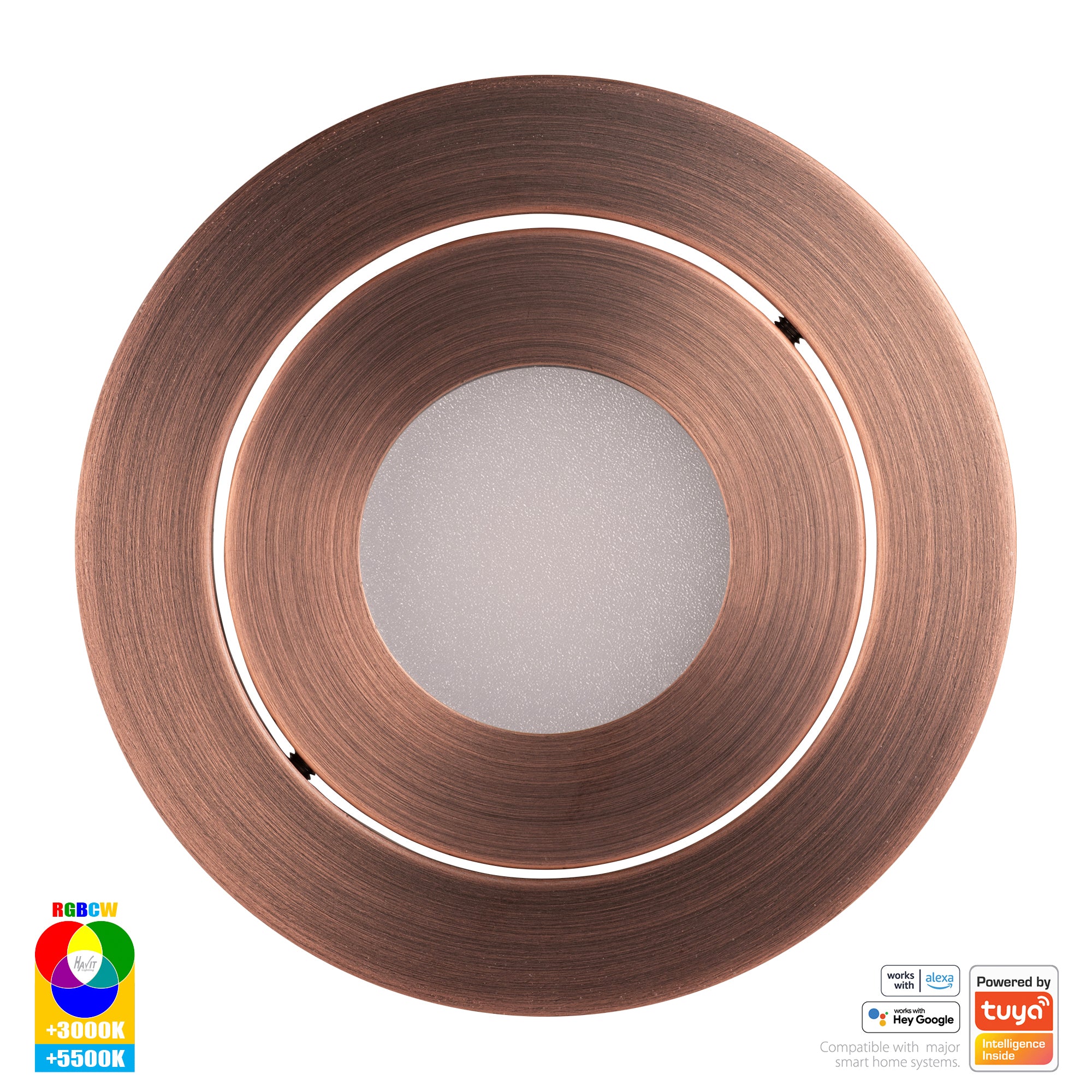 HV5512RGBCW-AB - Prime Antique Brass Tilt RGBCW WIFI LED Downlight