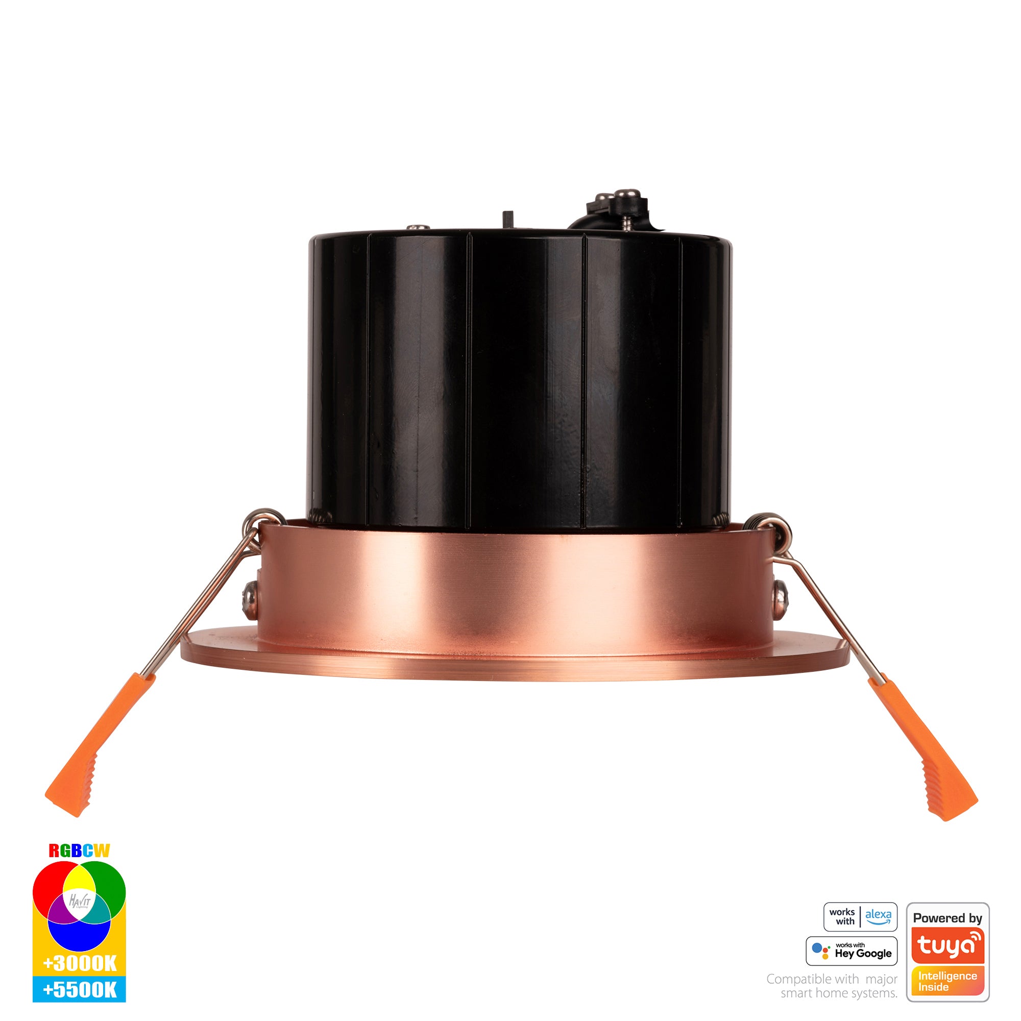 HV5512RGBCW-CP- Prime Copper Coloured Tilt RGBCW WIFI LED Downlight