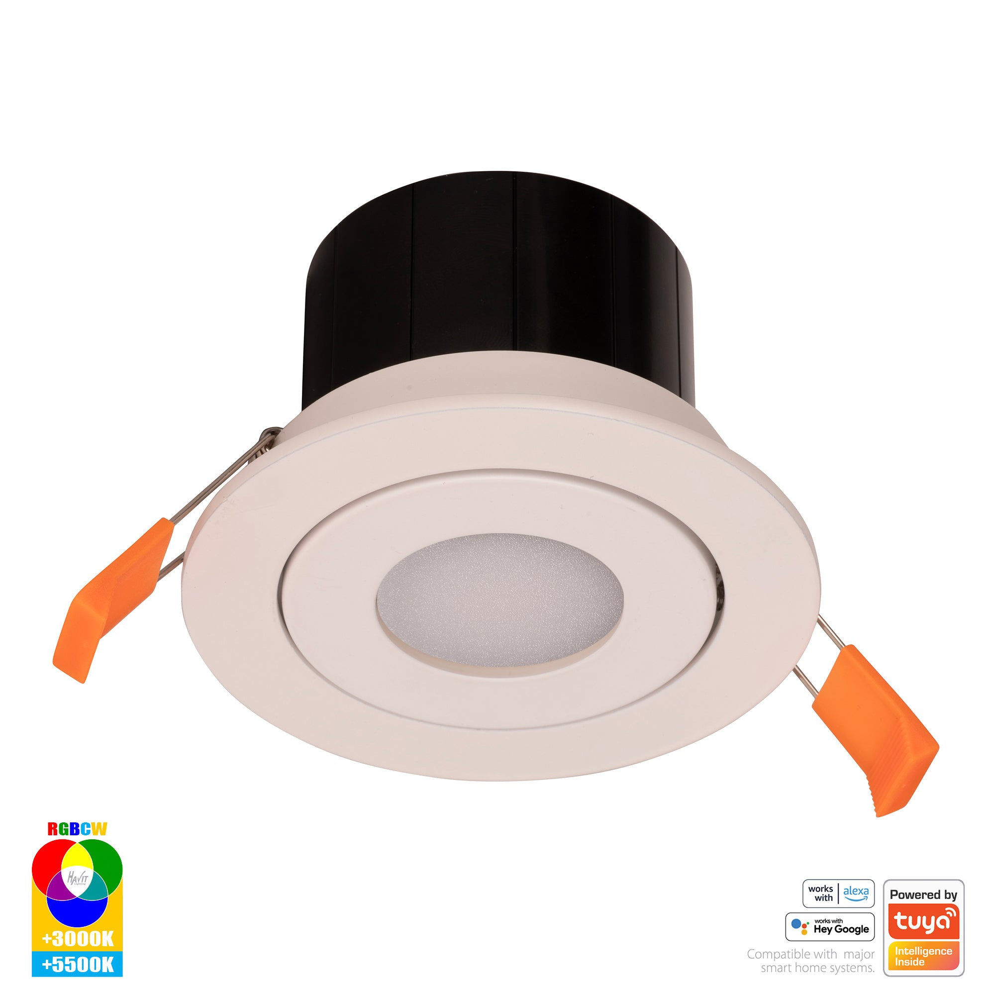 HV5512RGBCW-WHT - Prime White Tilt RGBCW WIFI LED Downlight