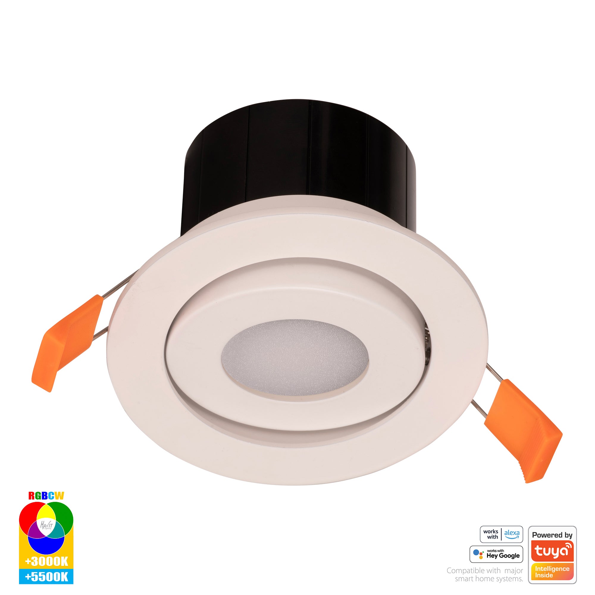 HV5512RGBCW-WHT - Prime White Tilt RGBCW WIFI LED Downlight