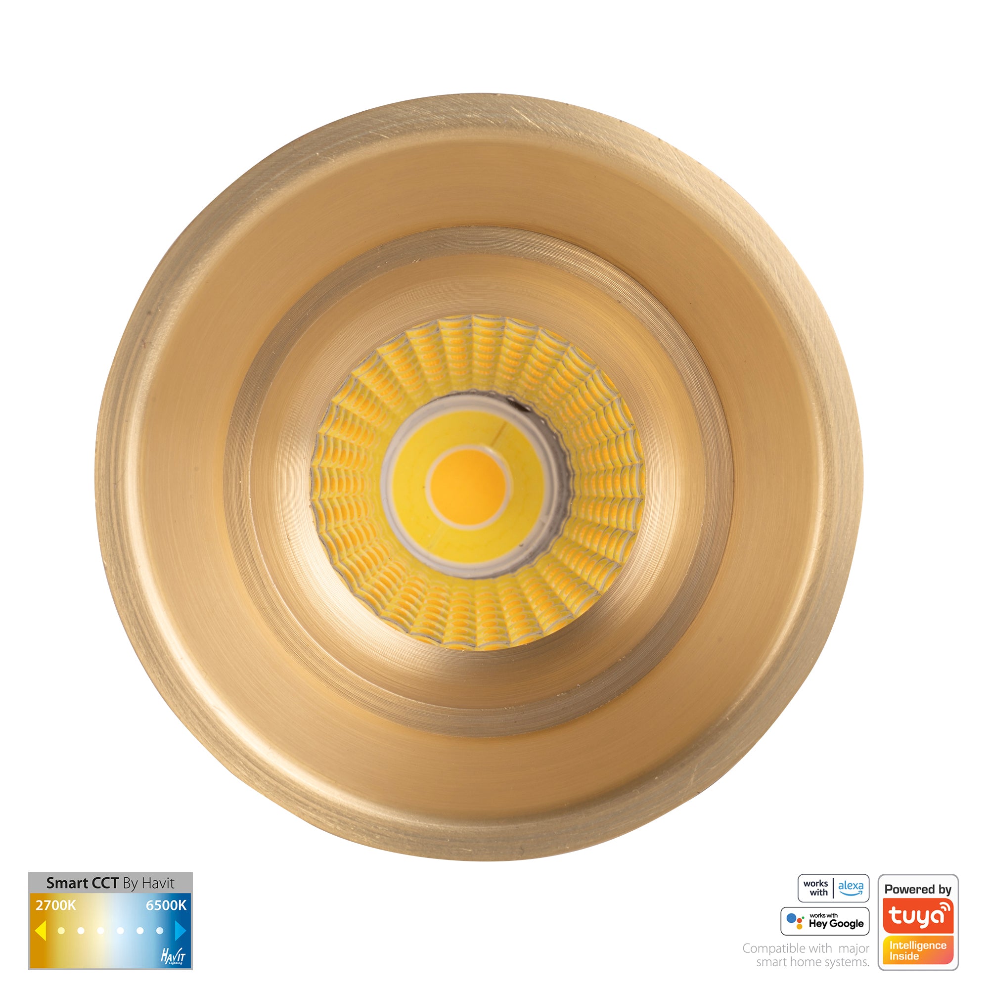 HV5513CCT-BR - Prime Brass Coloured Fixed Deep CCT WIFI LED Downlight