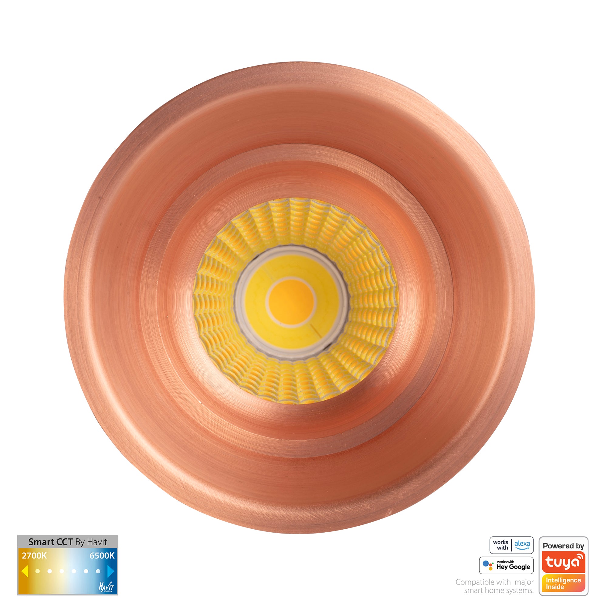 HV5513CCT-CP - Prime Copper Coloured Fixed Deep CCT WIFI LED Downlight