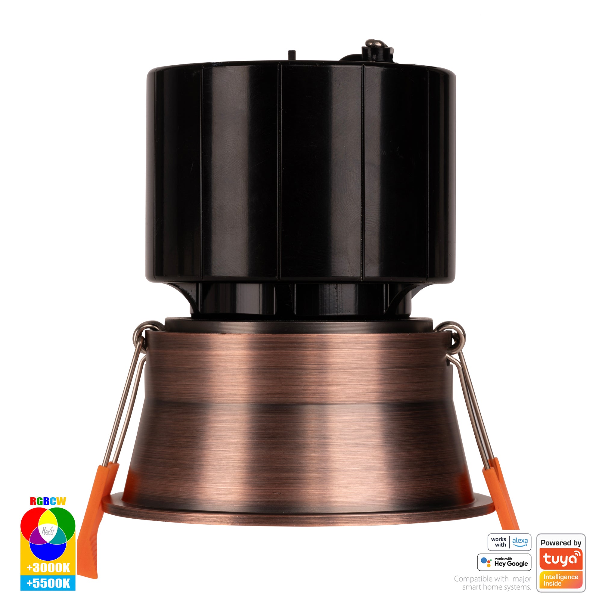 HV5513RGBCW-AB - Prime Antique Brass Fixed Deep RGBCW WIFI LED Downlight