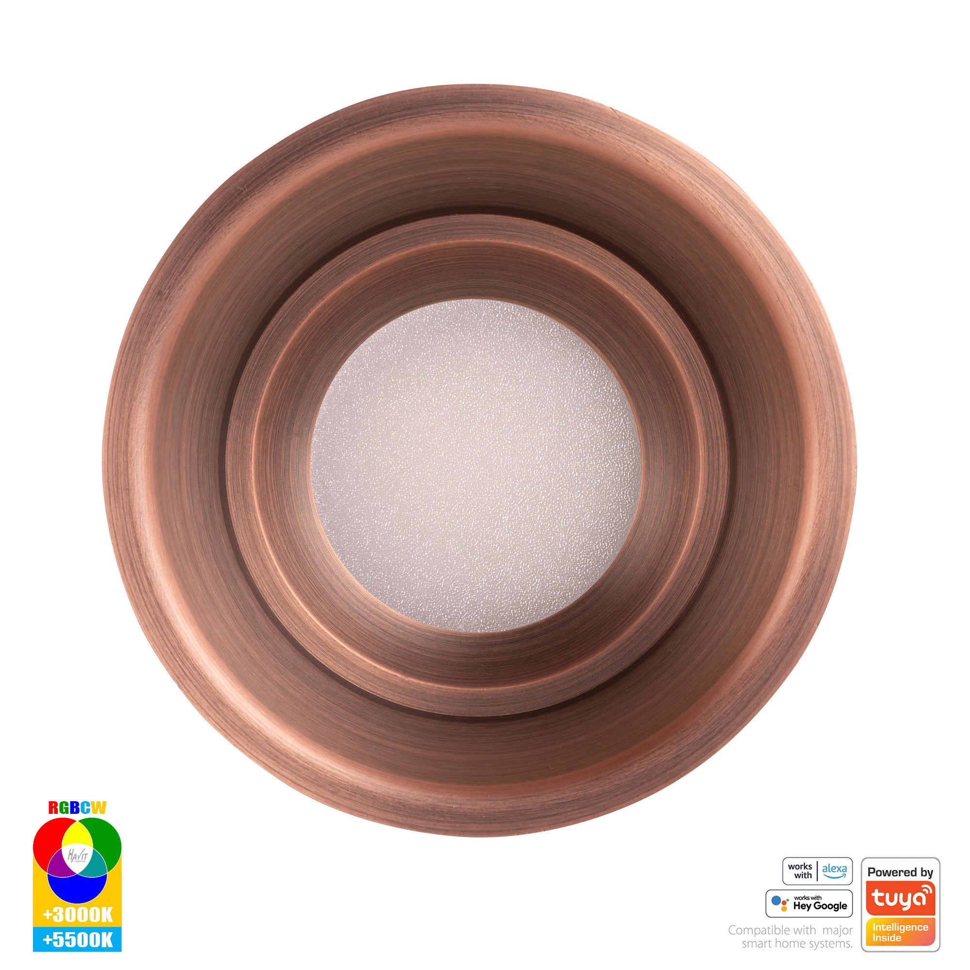 HV5513RGBCW-AB - Prime Antique Brass Fixed Deep RGBCW WIFI LED Downlight