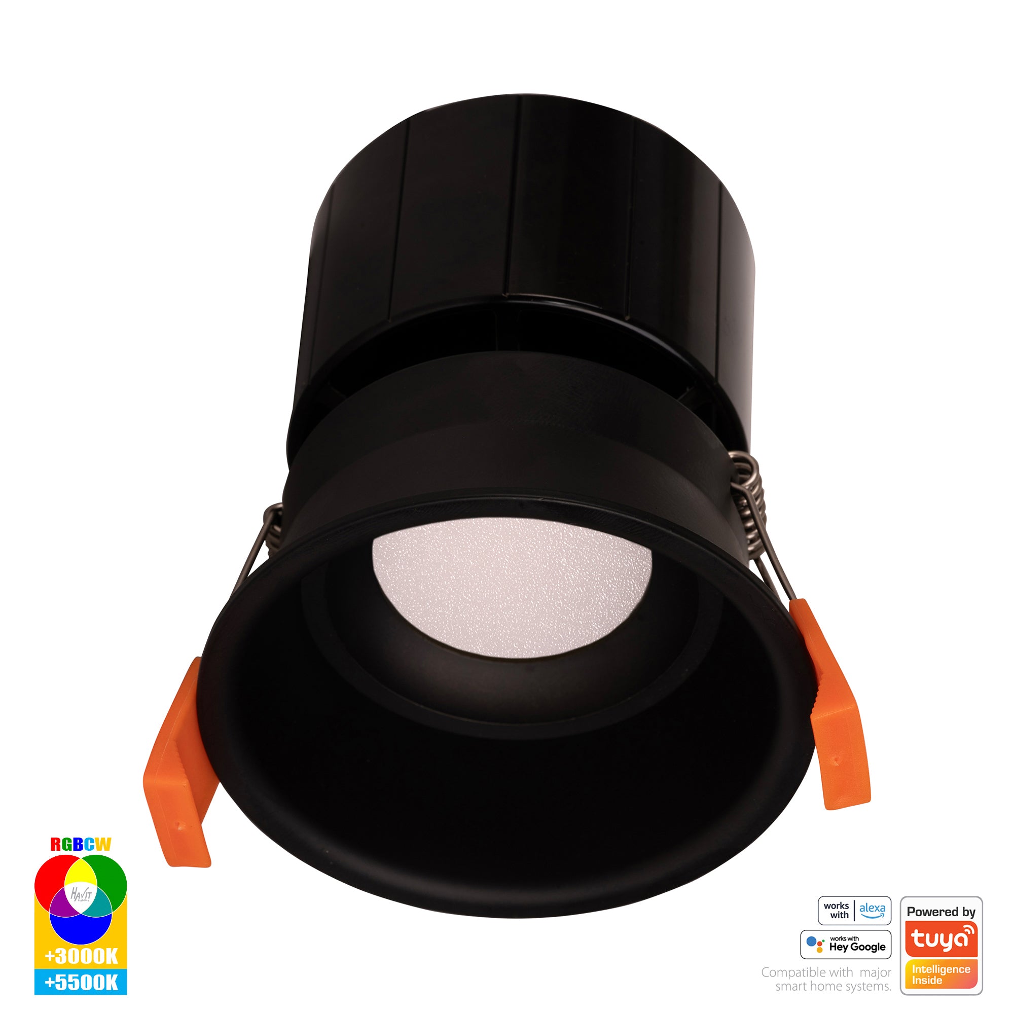HV5513RGBCW-BLK - Prime Black Fixed Deep RGBCW WIFI LED Downlight