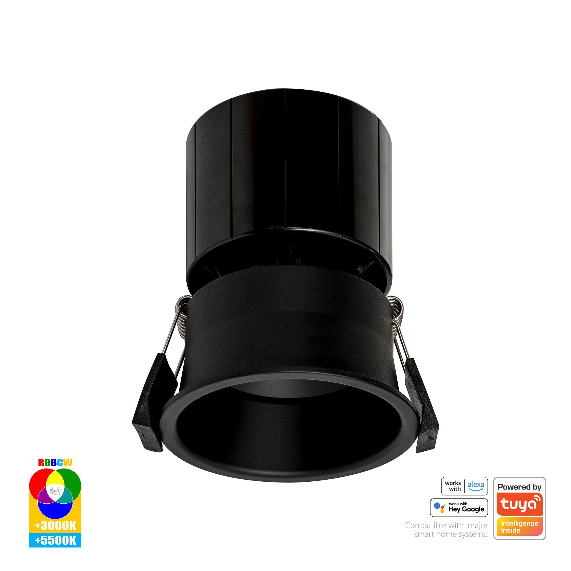 HV5513RGBCW-BLK - Prime Black Fixed Deep RGBCW WIFI LED Downlight