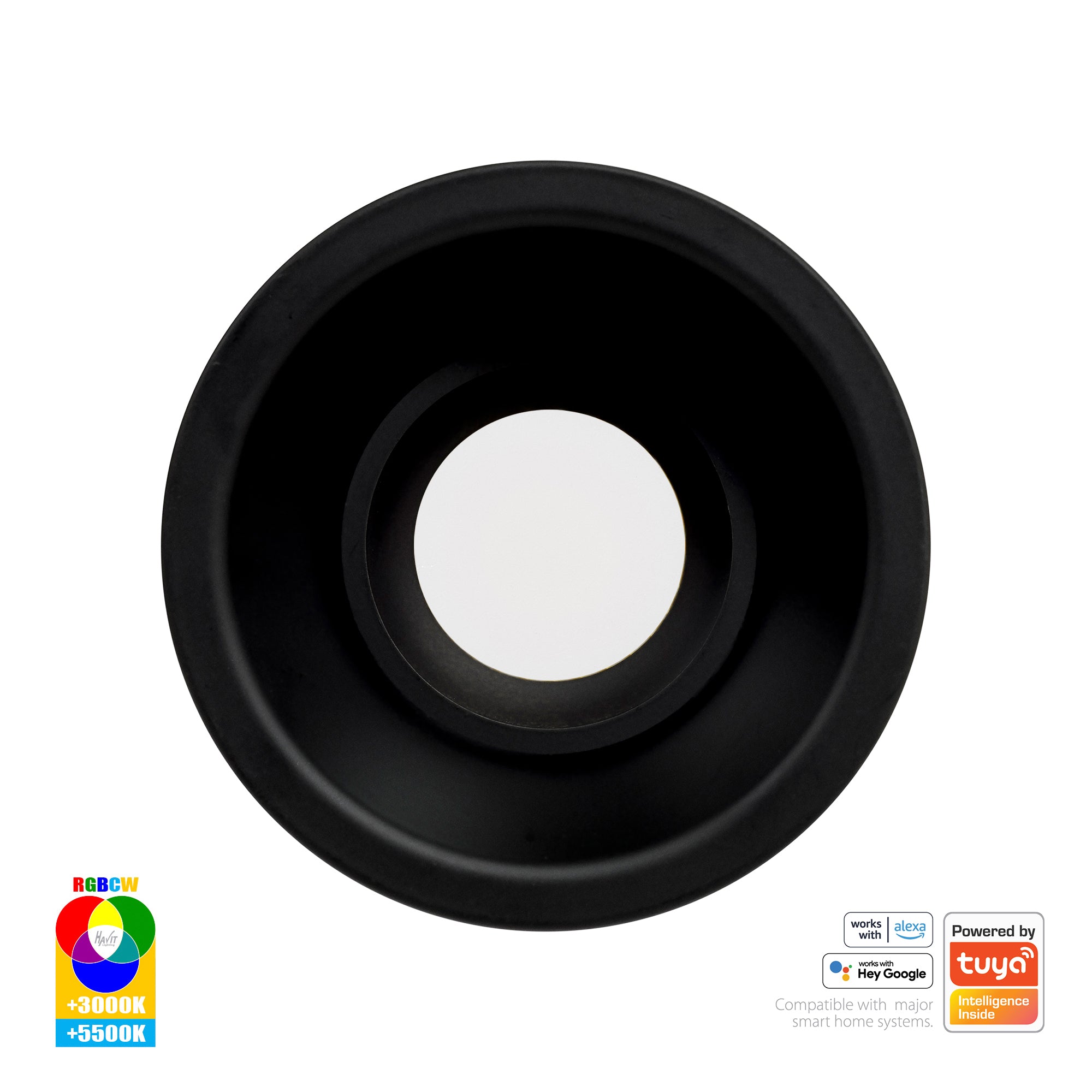 HV5513RGBCW-BLK - Prime Black Fixed Deep RGBCW WIFI LED Downlight