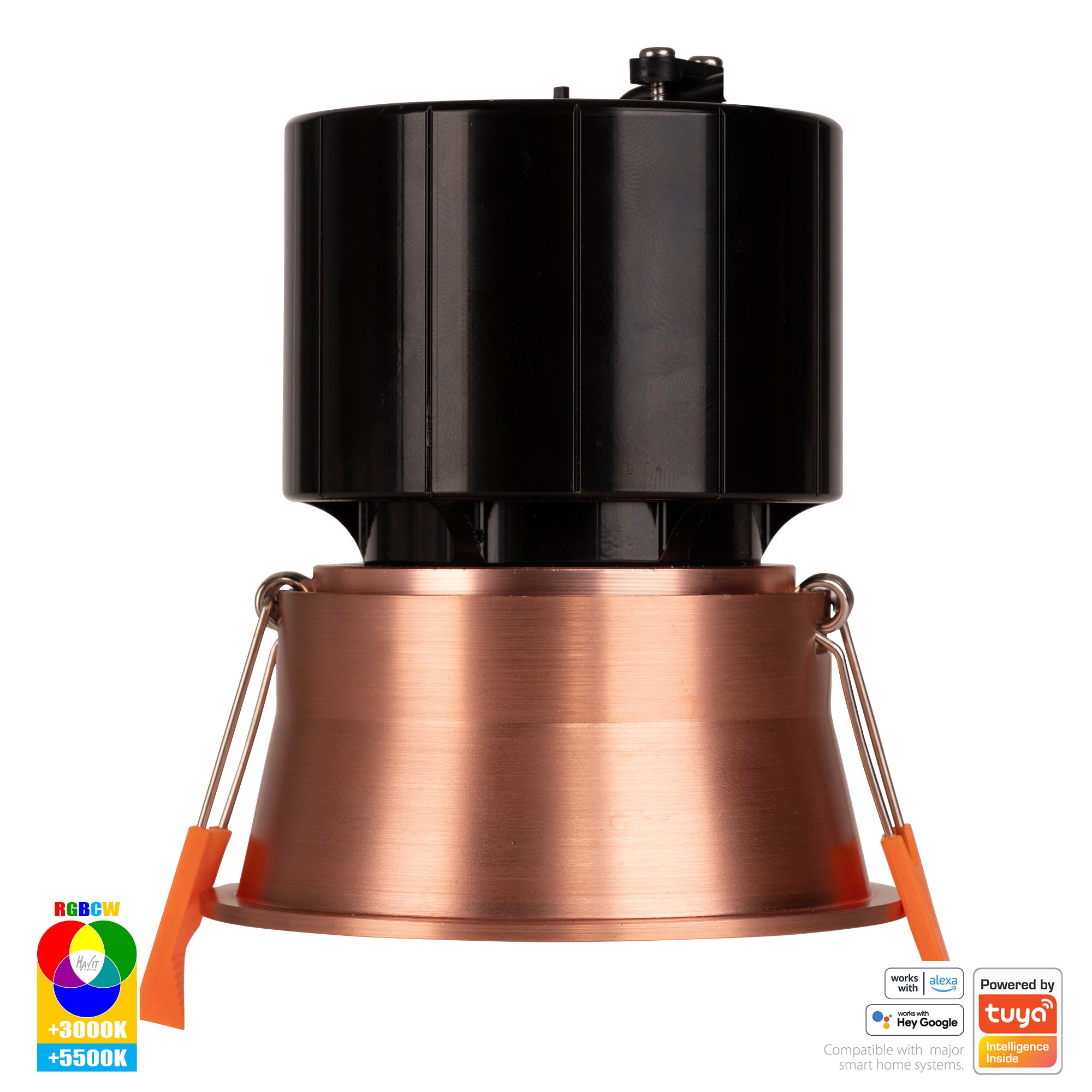 HV5513RGBCW-CP - Prime Copper Coloured Fixed Deep RGBCW WIFI LED Downlight