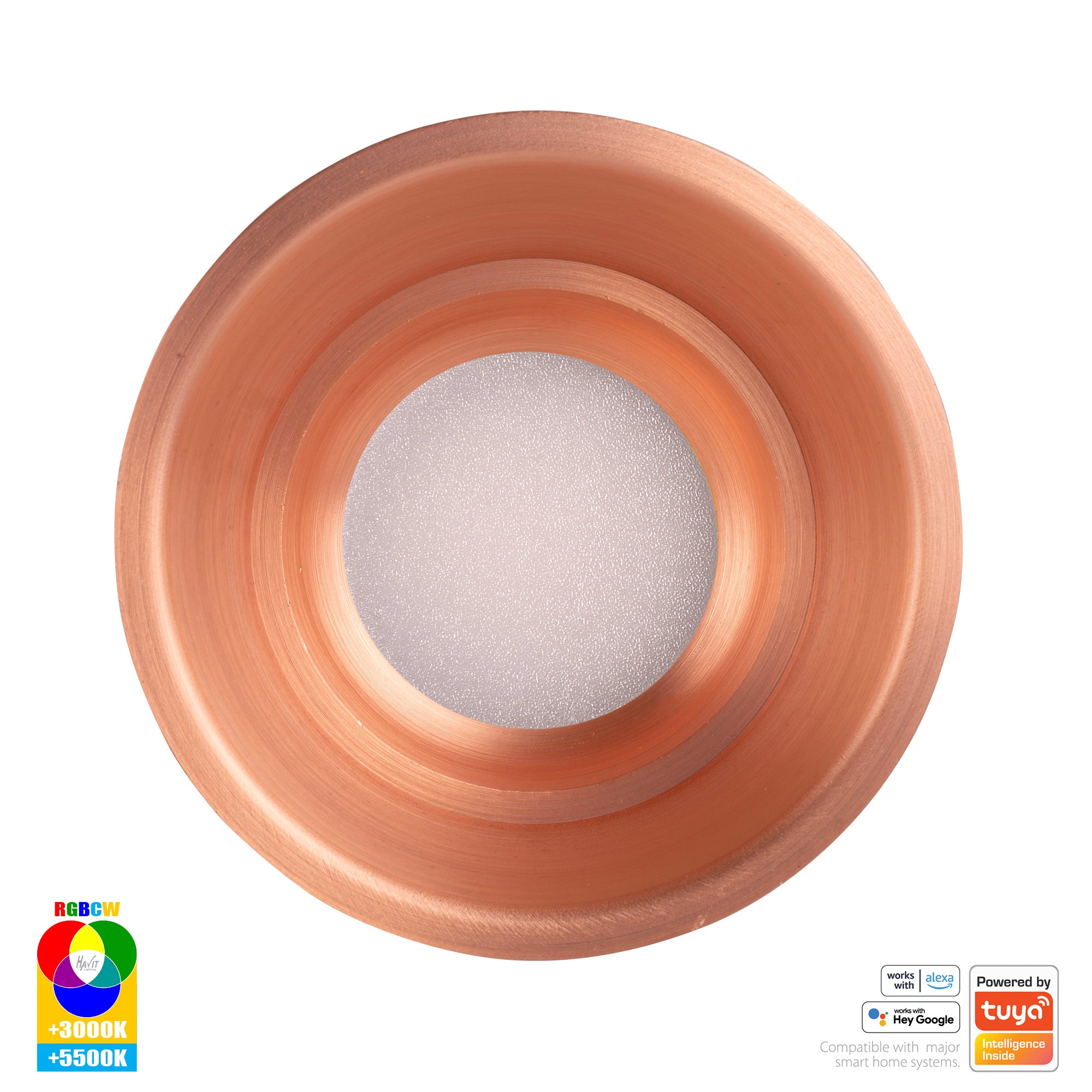 HV5513RGBCW-CP - Prime Copper Coloured Fixed Deep RGBCW WIFI LED Downlight