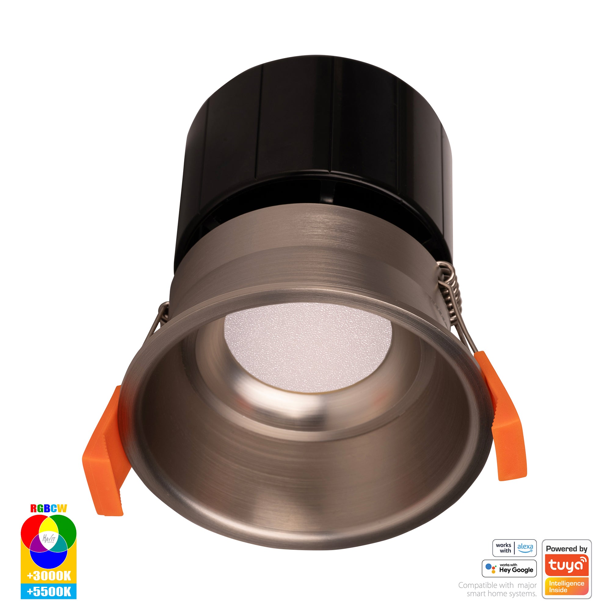 HV5513RGBCW-NK - Prime Nickel Coloured Fixed Deep RGBCW WIFI LED Downlight