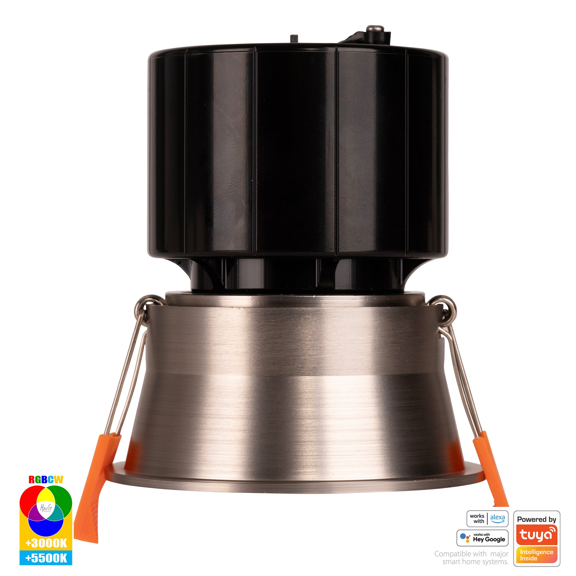 HV5513RGBCW-NK - Prime Nickel Coloured Fixed Deep RGBCW WIFI LED Downlight