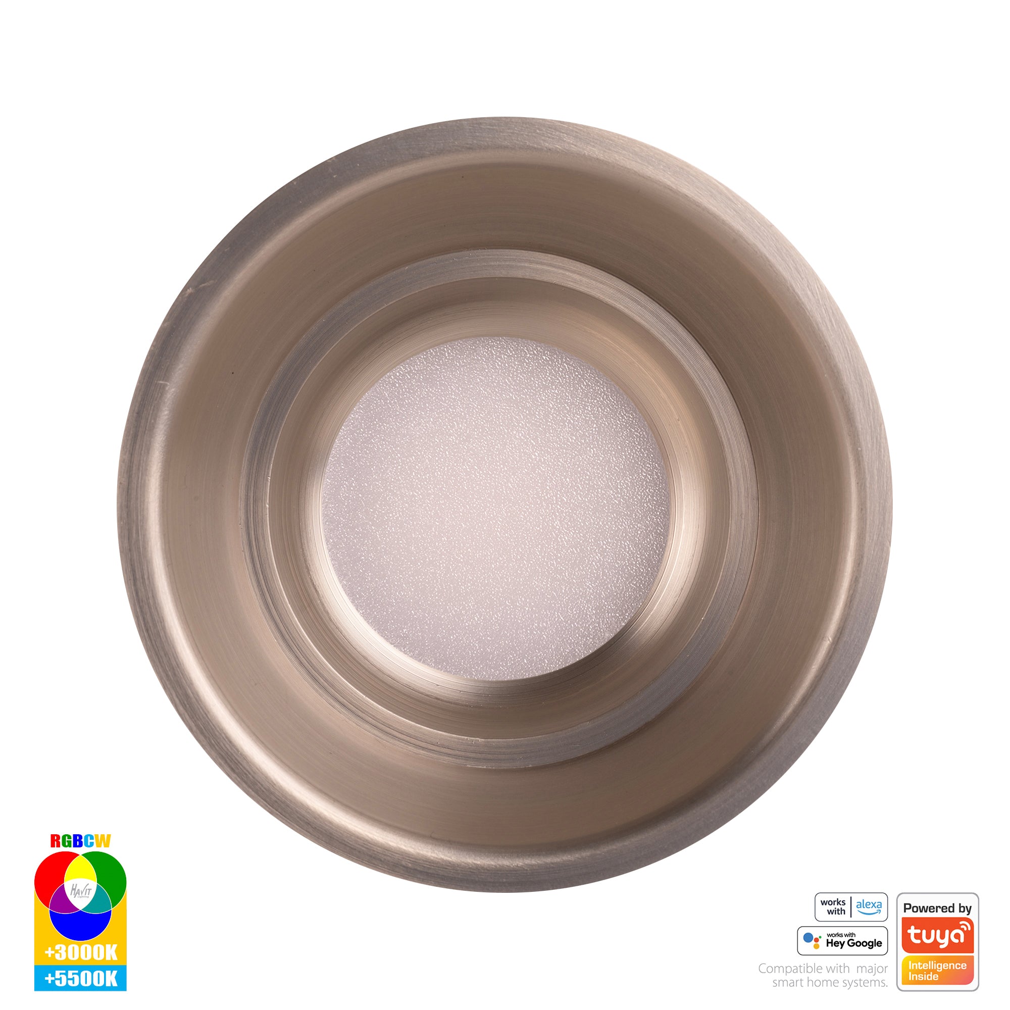 HV5513RGBCW-NK - Prime Nickel Coloured Fixed Deep RGBCW WIFI LED Downlight