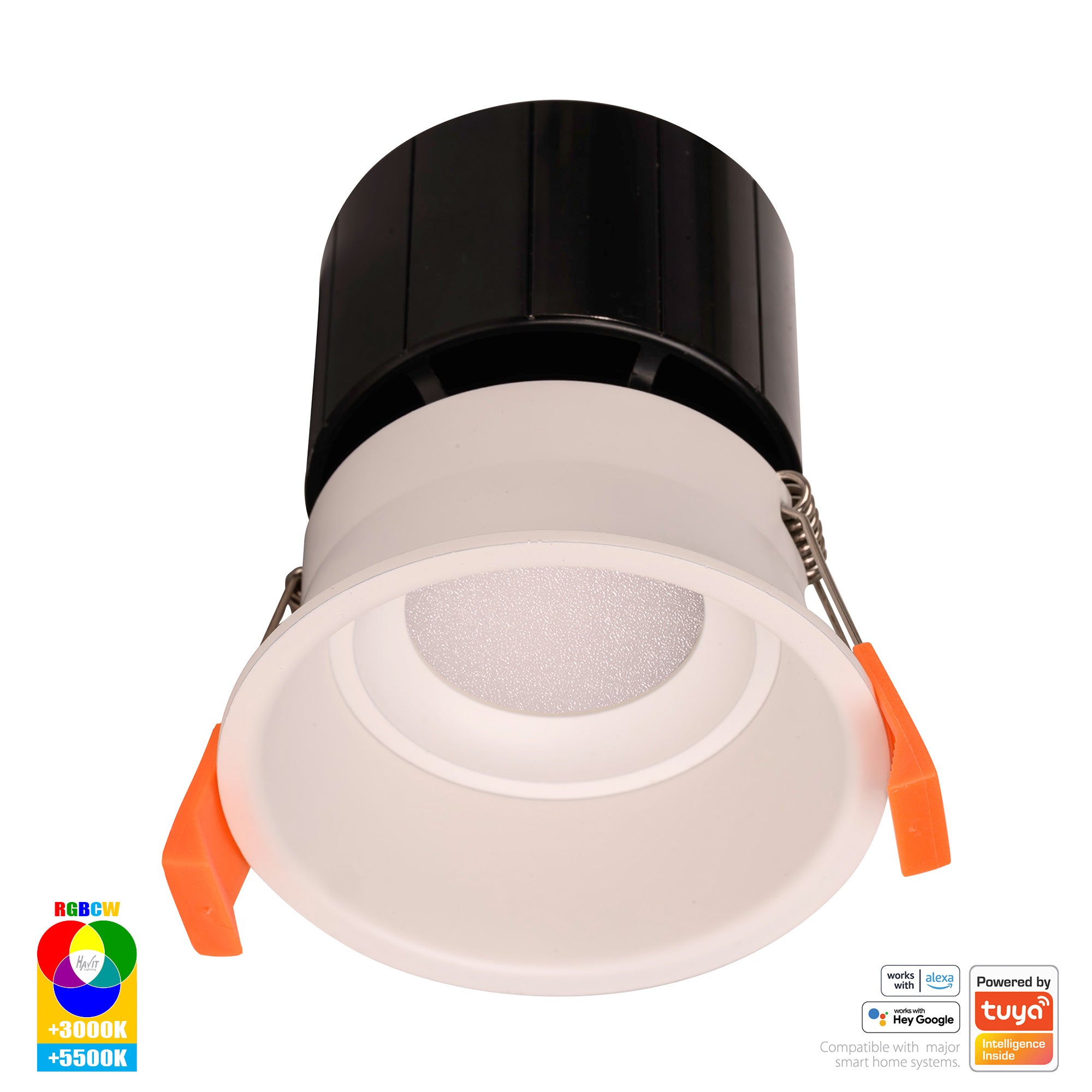 HV5513RGBCW-WHT - Prime White Fixed Deep RGBCW WIFI LED Downlight