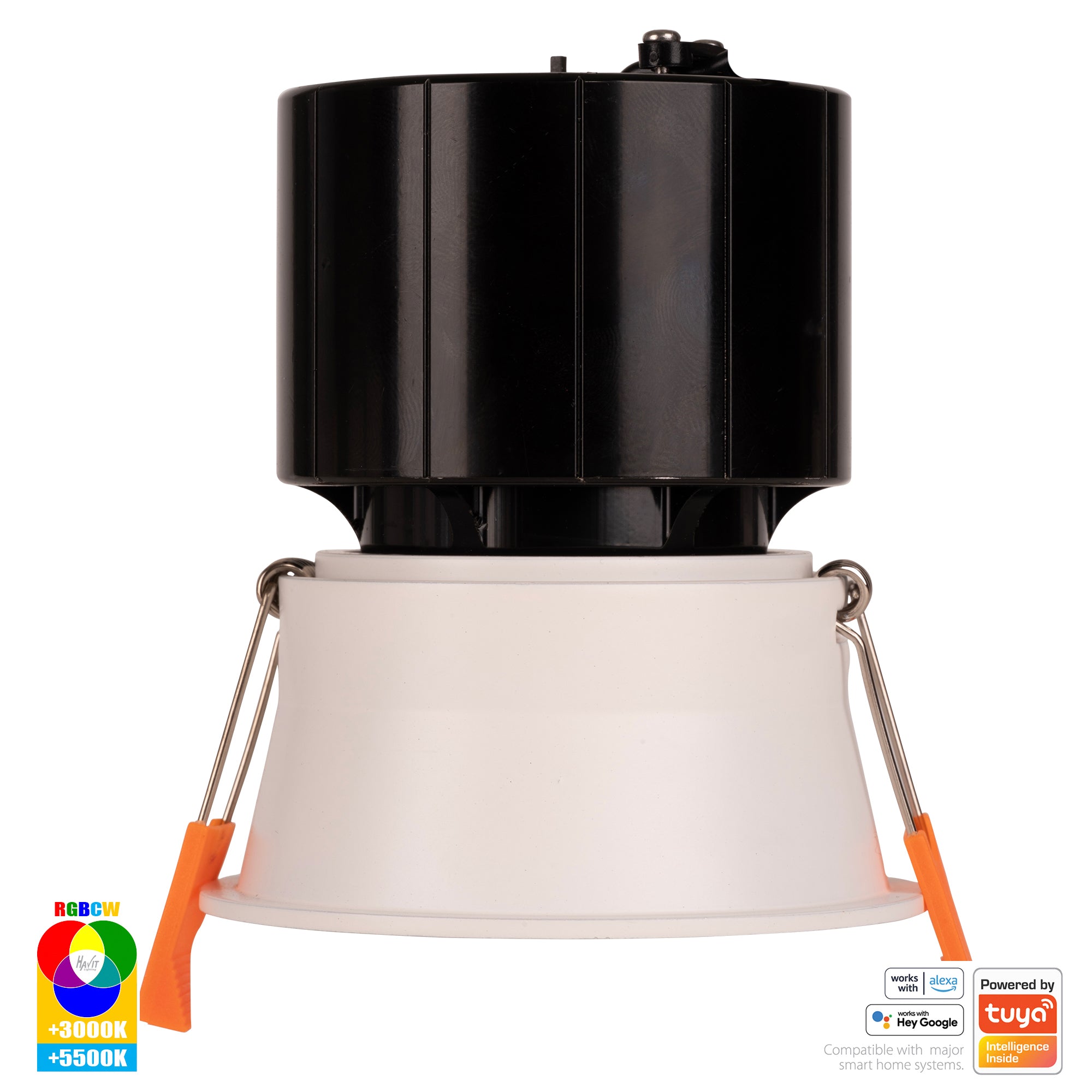HV5513RGBCW-WHT - Prime White Fixed Deep RGBCW WIFI LED Downlight