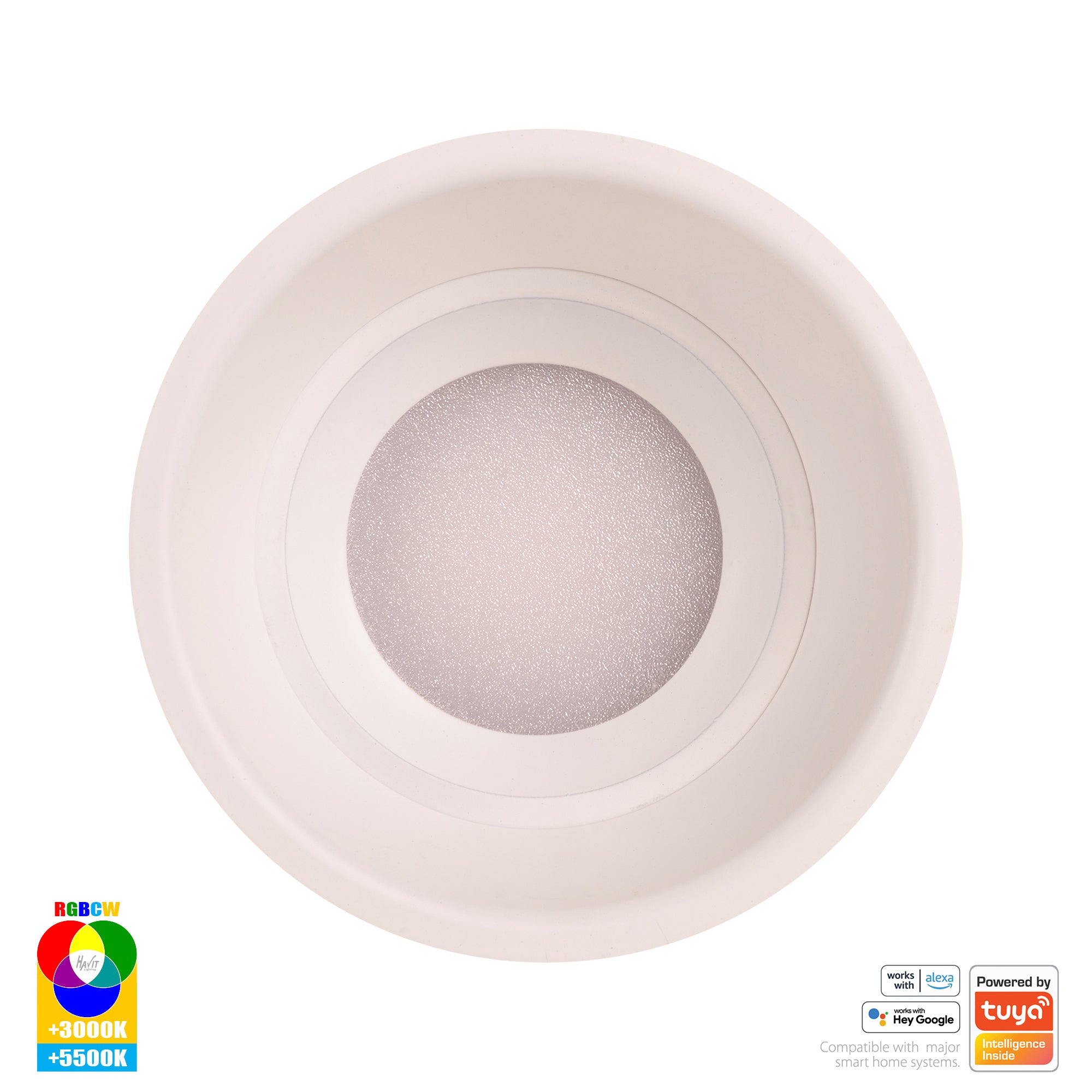 HV5513RGBCW-WHT - Prime White Fixed Deep RGBCW WIFI LED Downlight