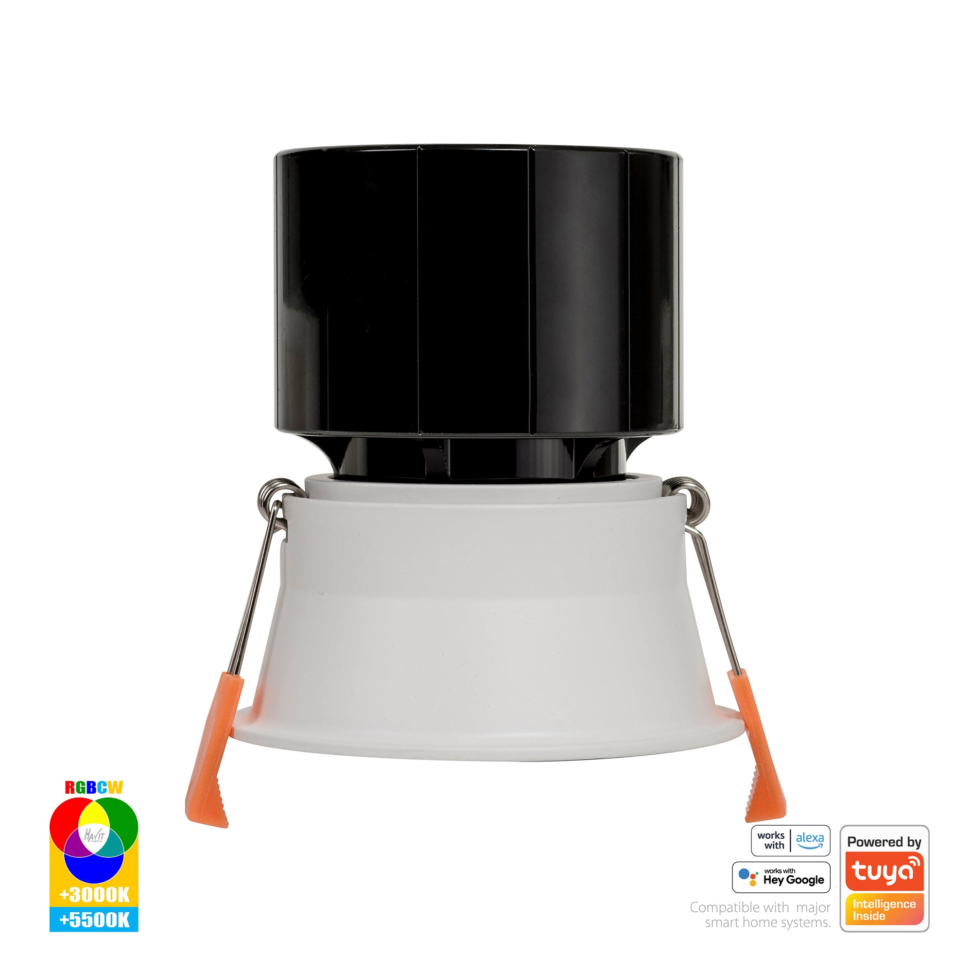 HV5513RGBCW-WHT - Prime White Fixed Deep RGBCW WIFI LED Downlight