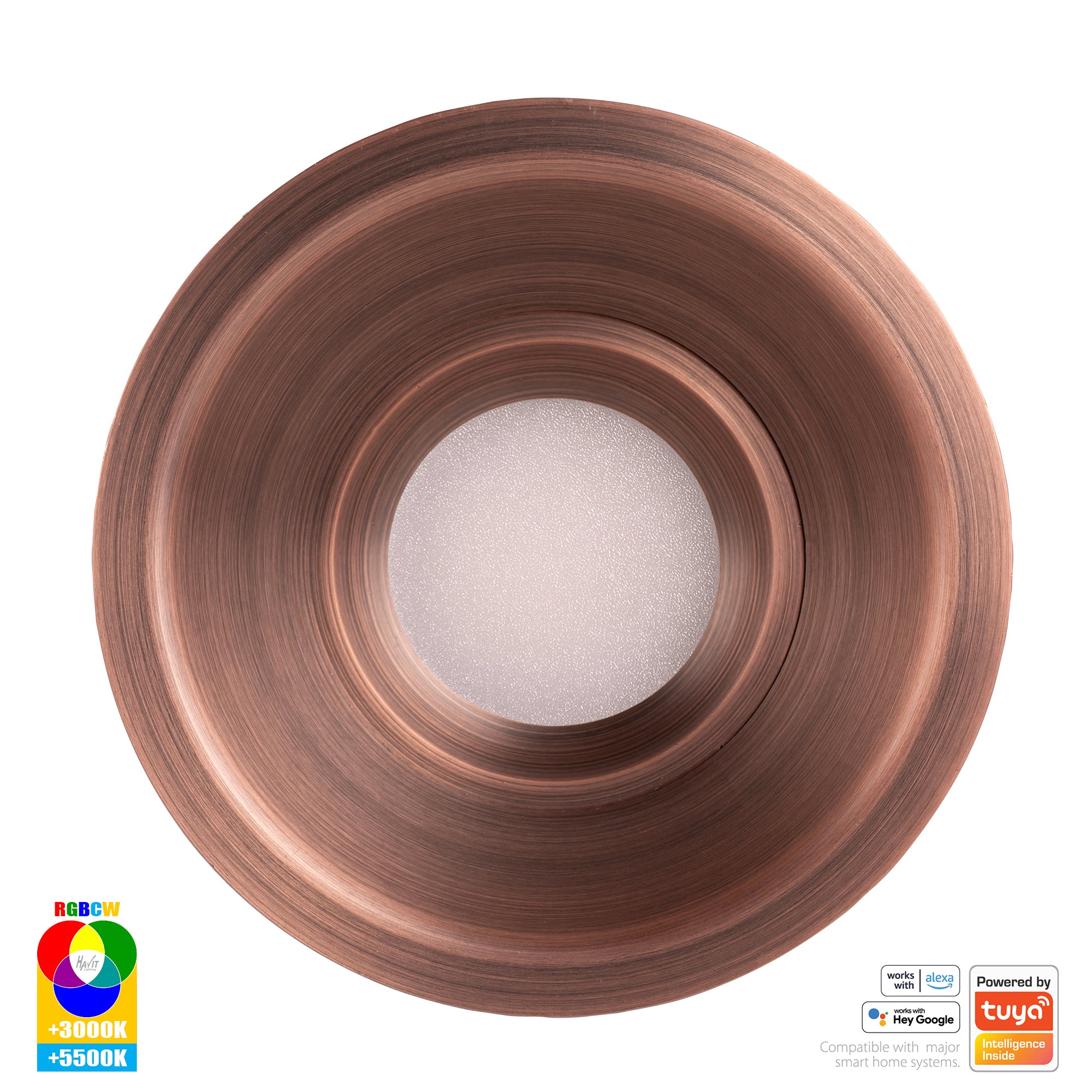 HV5514RGBCW-AB - Prime Antique Brass Fixed Deep RGBCW WIFI LED Downlight