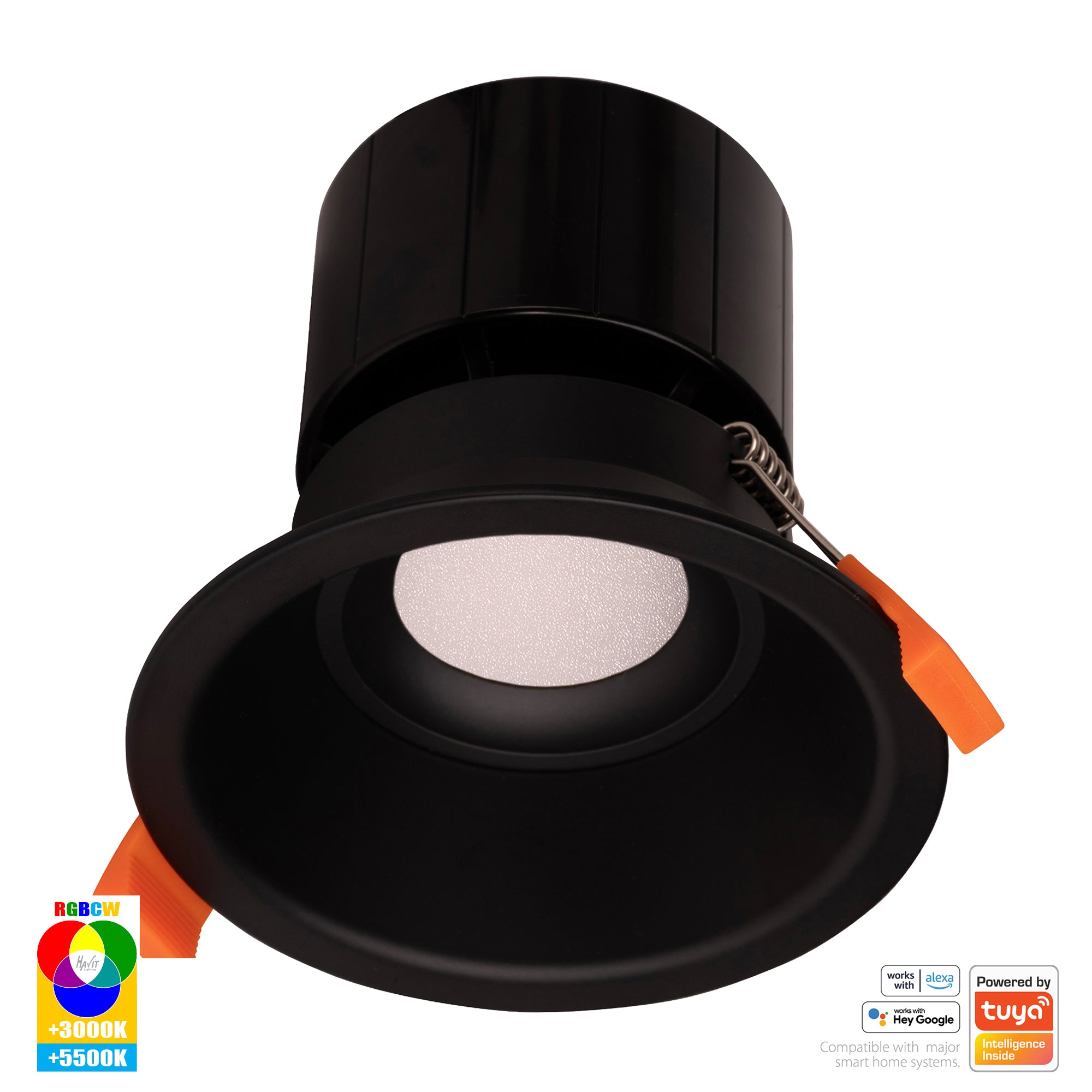 HV5514RGBCW-BLK - Prime Black Fixed Deep RGBCW WIFI LED Downlight