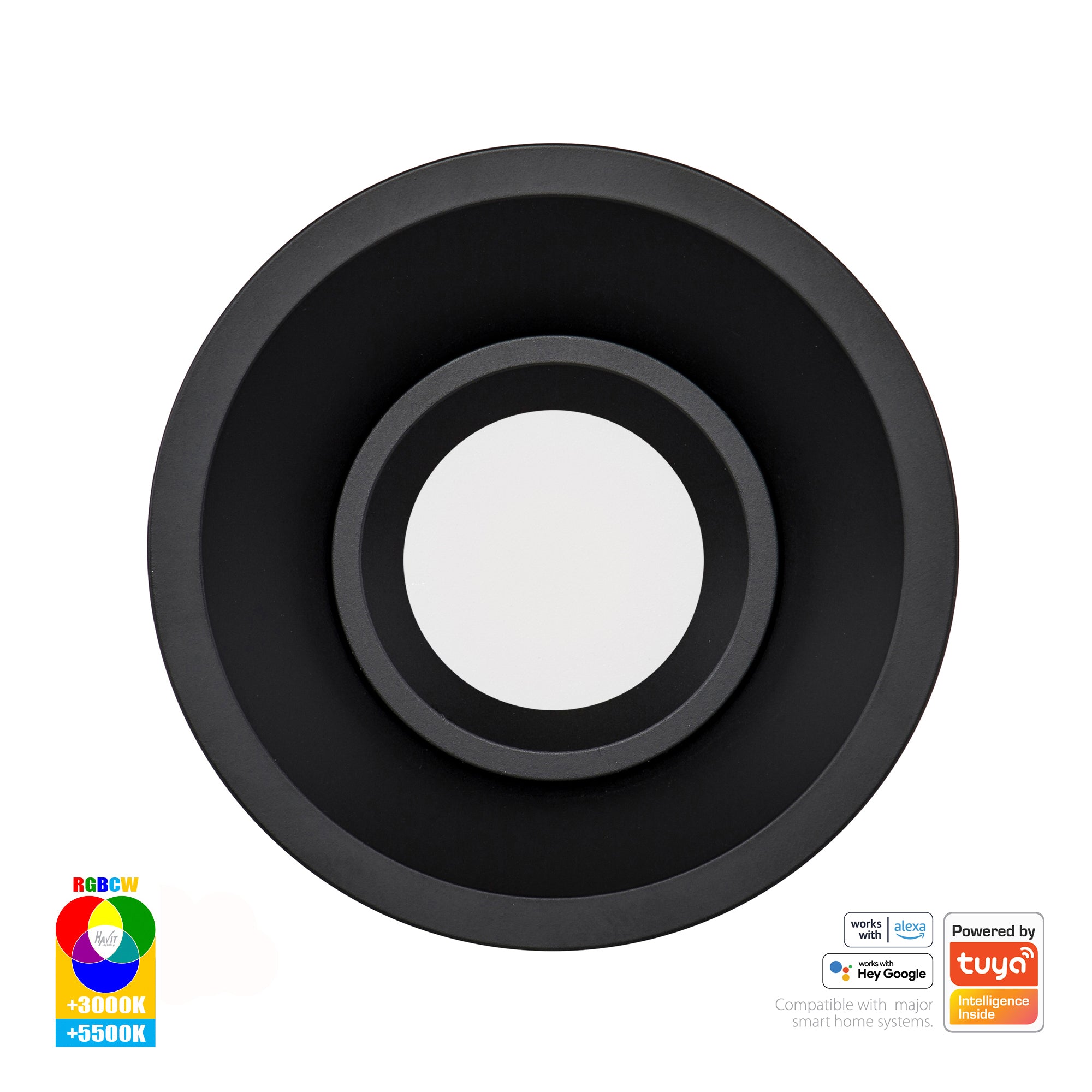 HV5514RGBCW-BLK - Prime Black Fixed Deep RGBCW WIFI LED Downlight