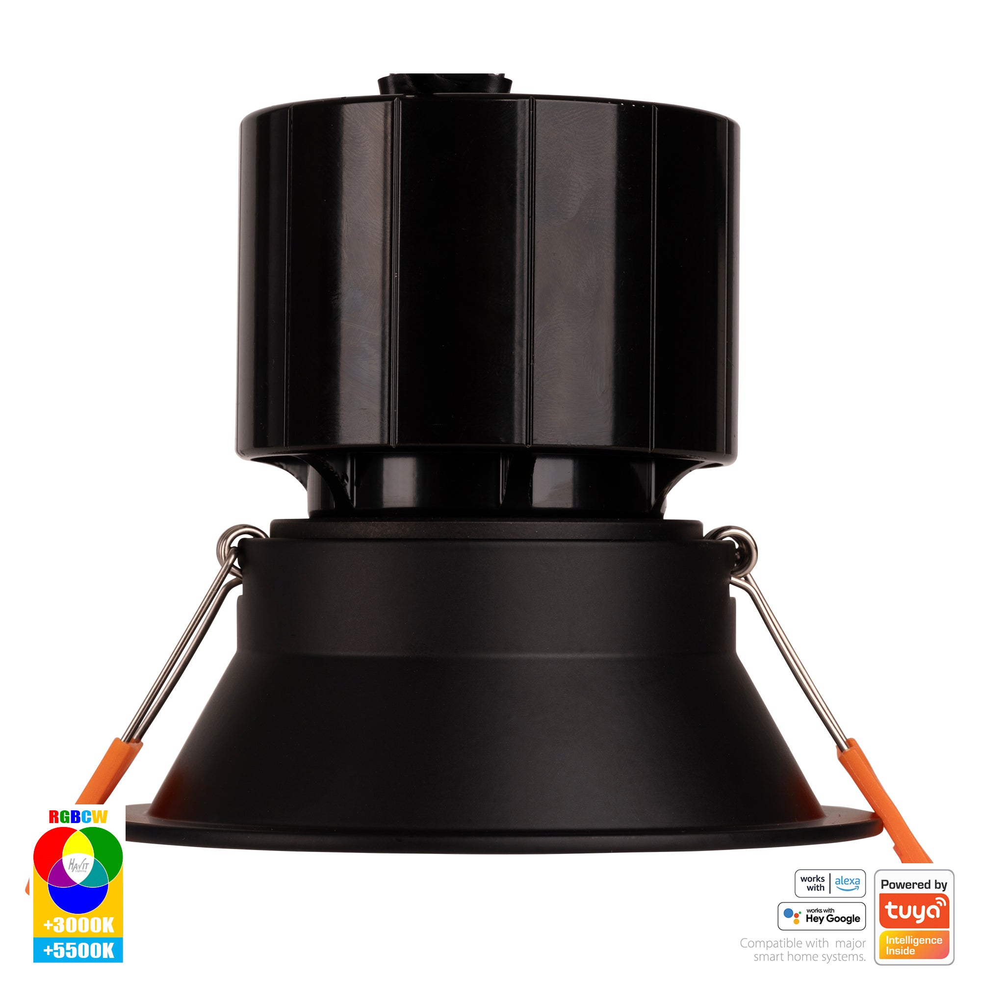 HV5514RGBCW-BLK - Prime Black Fixed Deep RGBCW WIFI LED Downlight