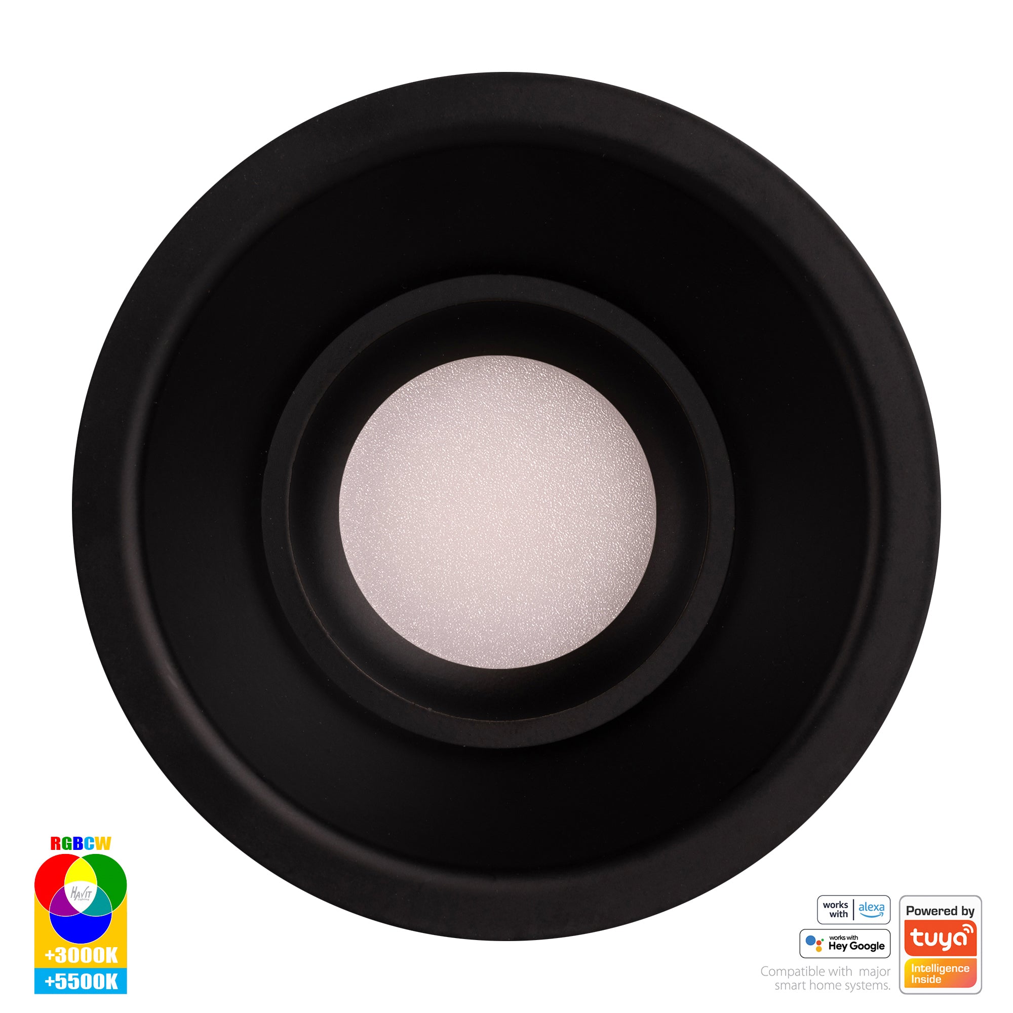 HV5514RGBCW-BLK - Prime Black Fixed Deep RGBCW WIFI LED Downlight